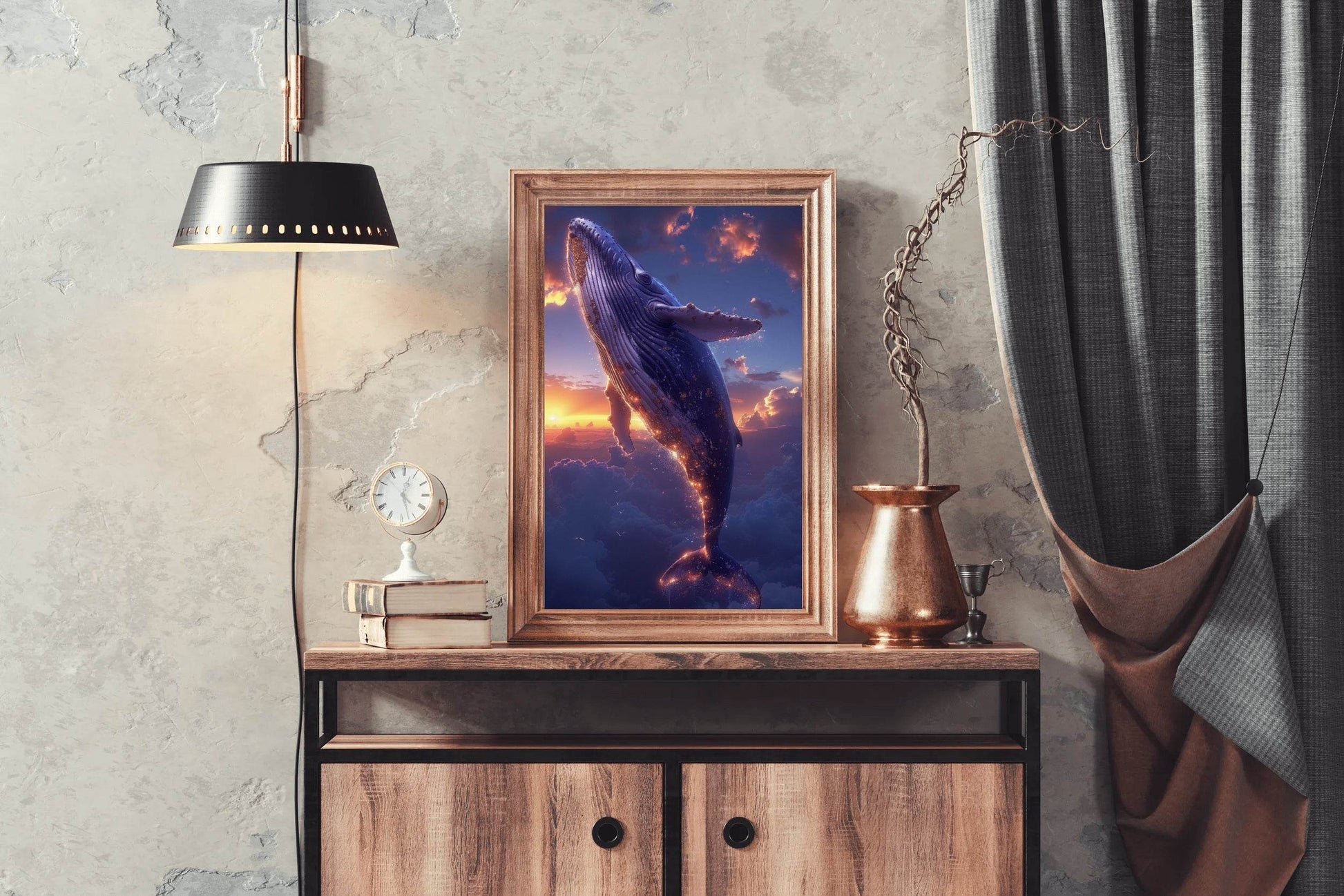 Digital Painting of Fantasy Whale Wall Art - beink online art store