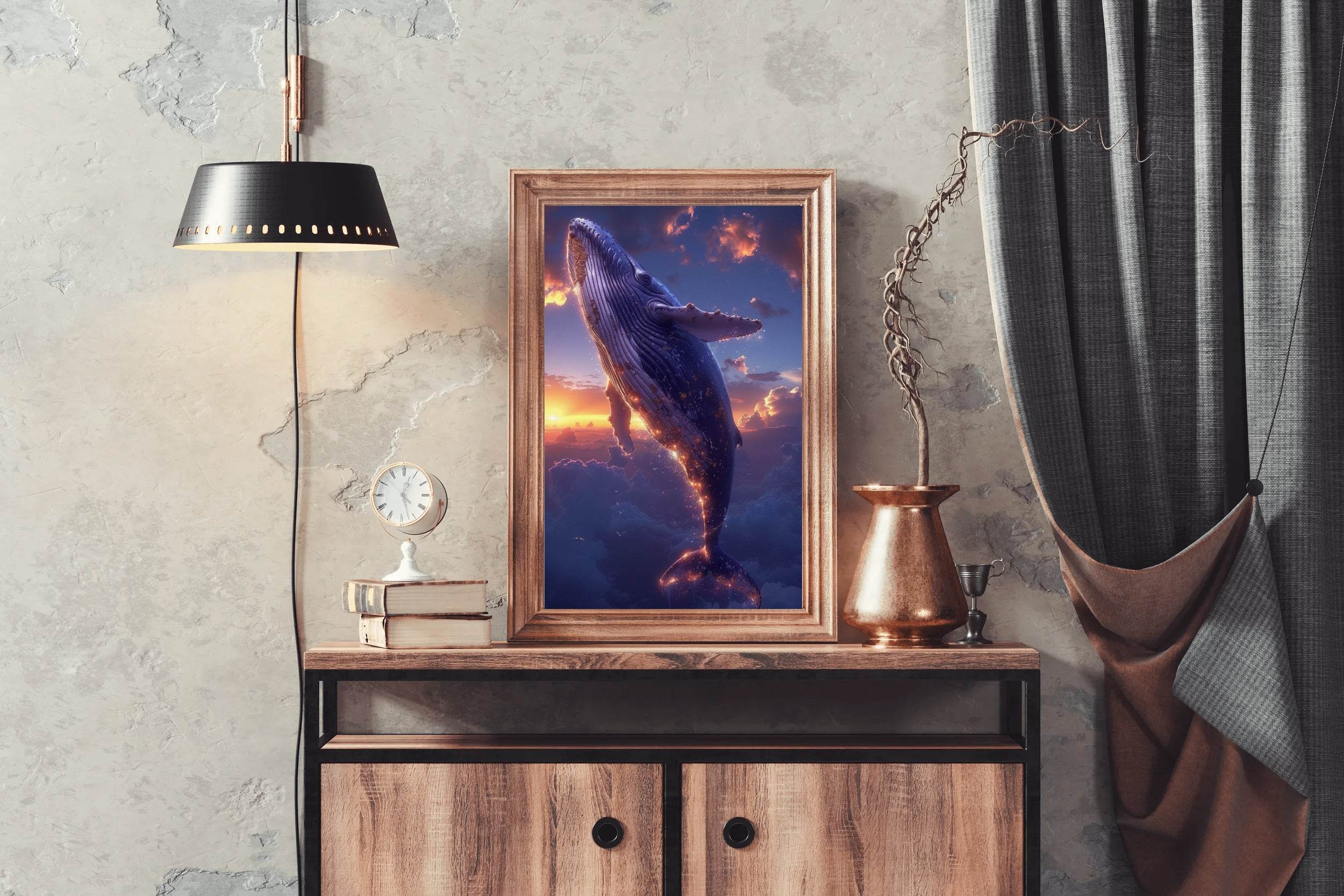 Digital Painting of Fantasy Whale Wall Art - beink online art store