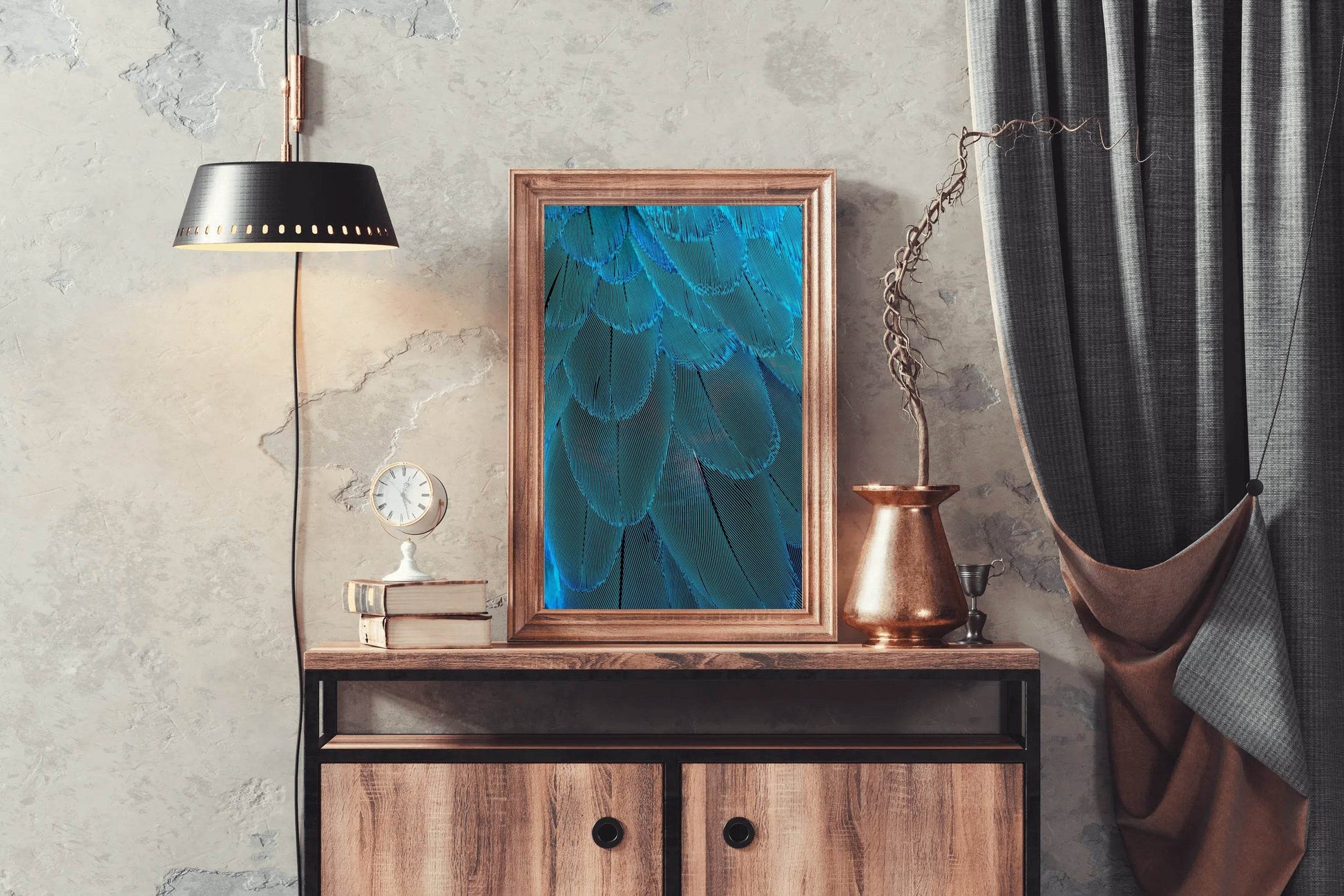 Blue Bird Feather Abstract Wall Art - beink online art store