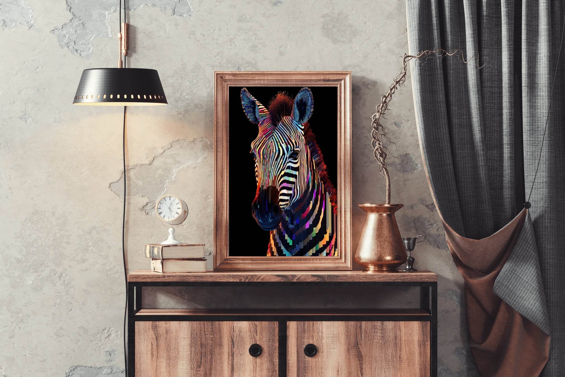 Painting of Zebra Face Animal Wall Art - beink online art store