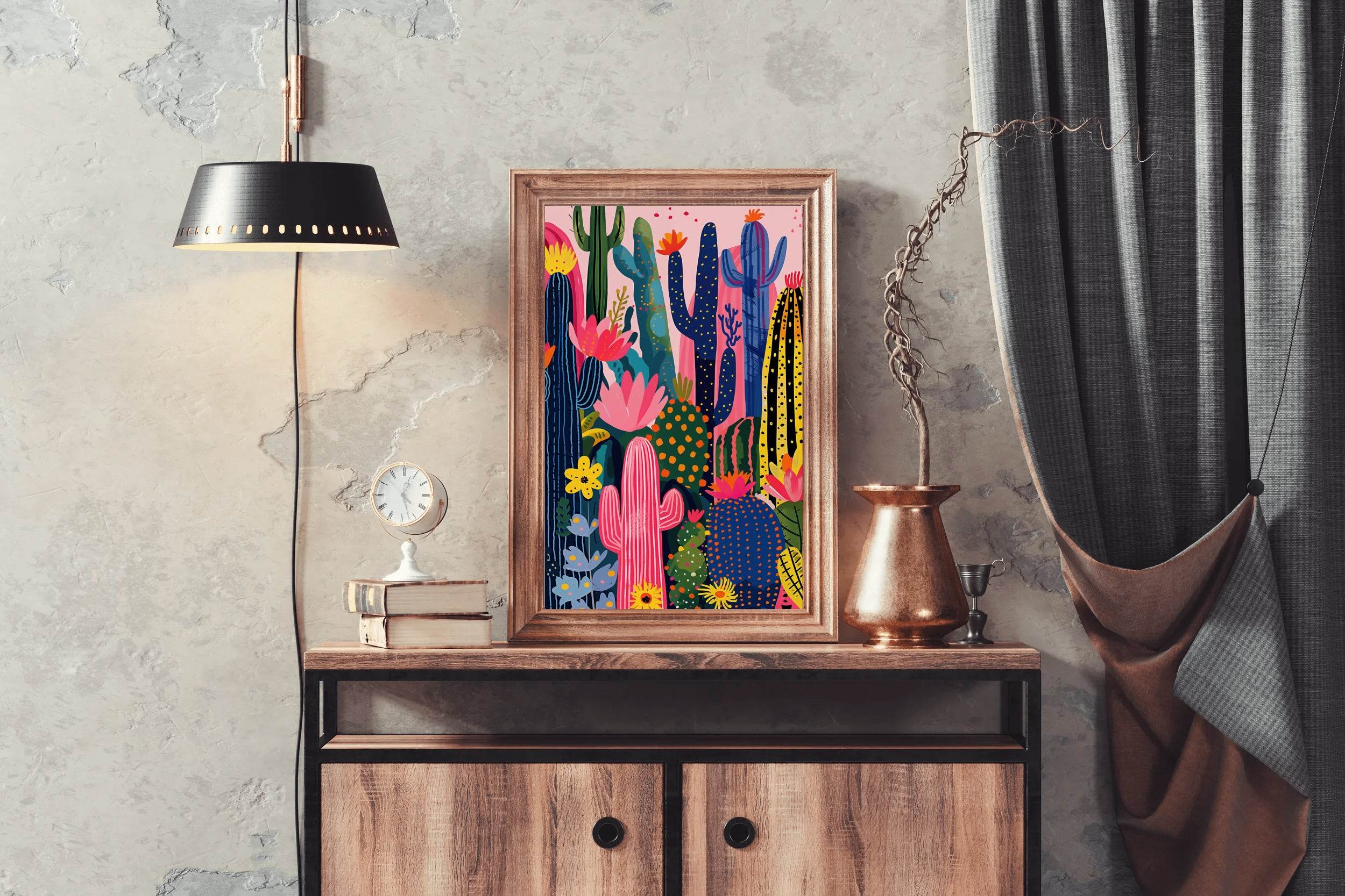 Colorful Cactus Garden Wall Art - beink online art store