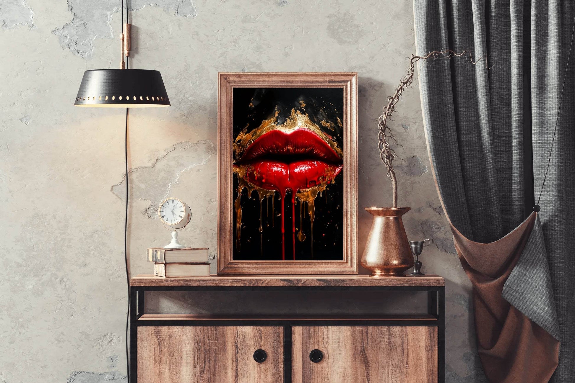 Oil Painting Of A Beautiful Woman's Lips - beink online art store