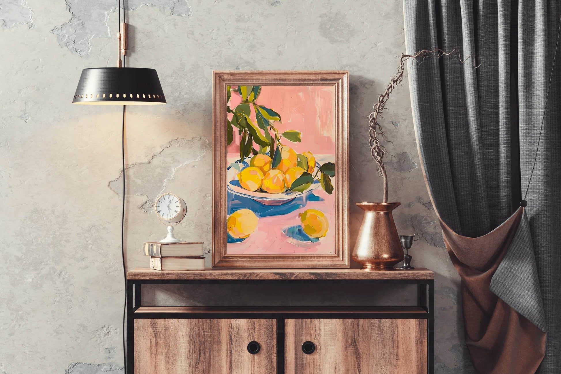 Freshly Picked Lemons on a Plate Wall Art - beink online art store
