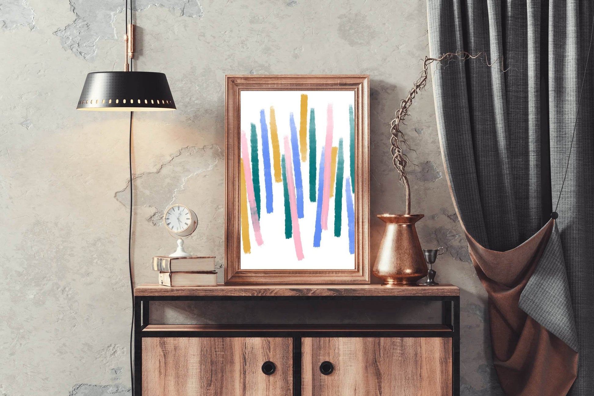 Colored Cylindrical Lines Wall Art - beink online art store