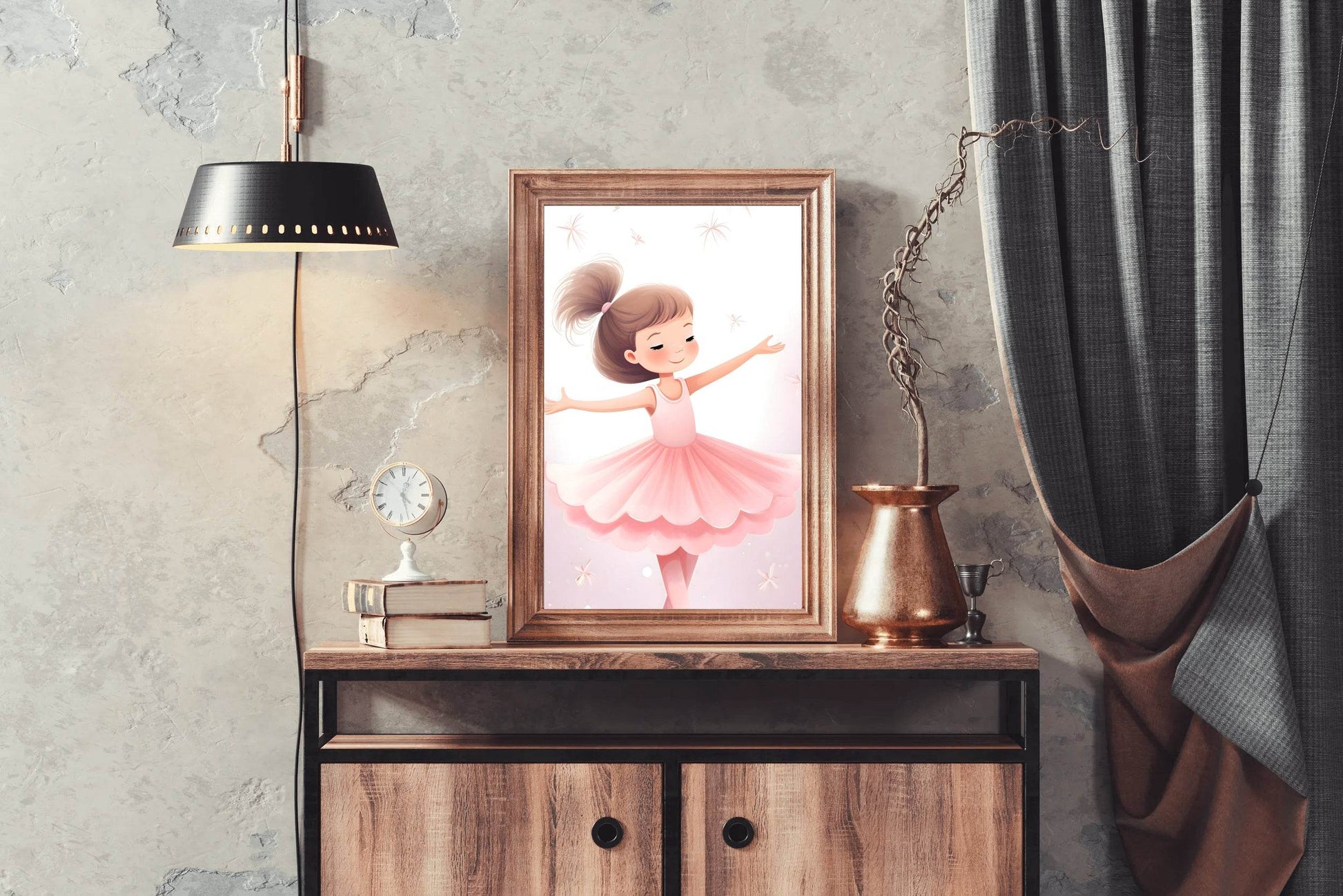 Cute little Girl Bellet Dance in Pink Dress - beink online art store