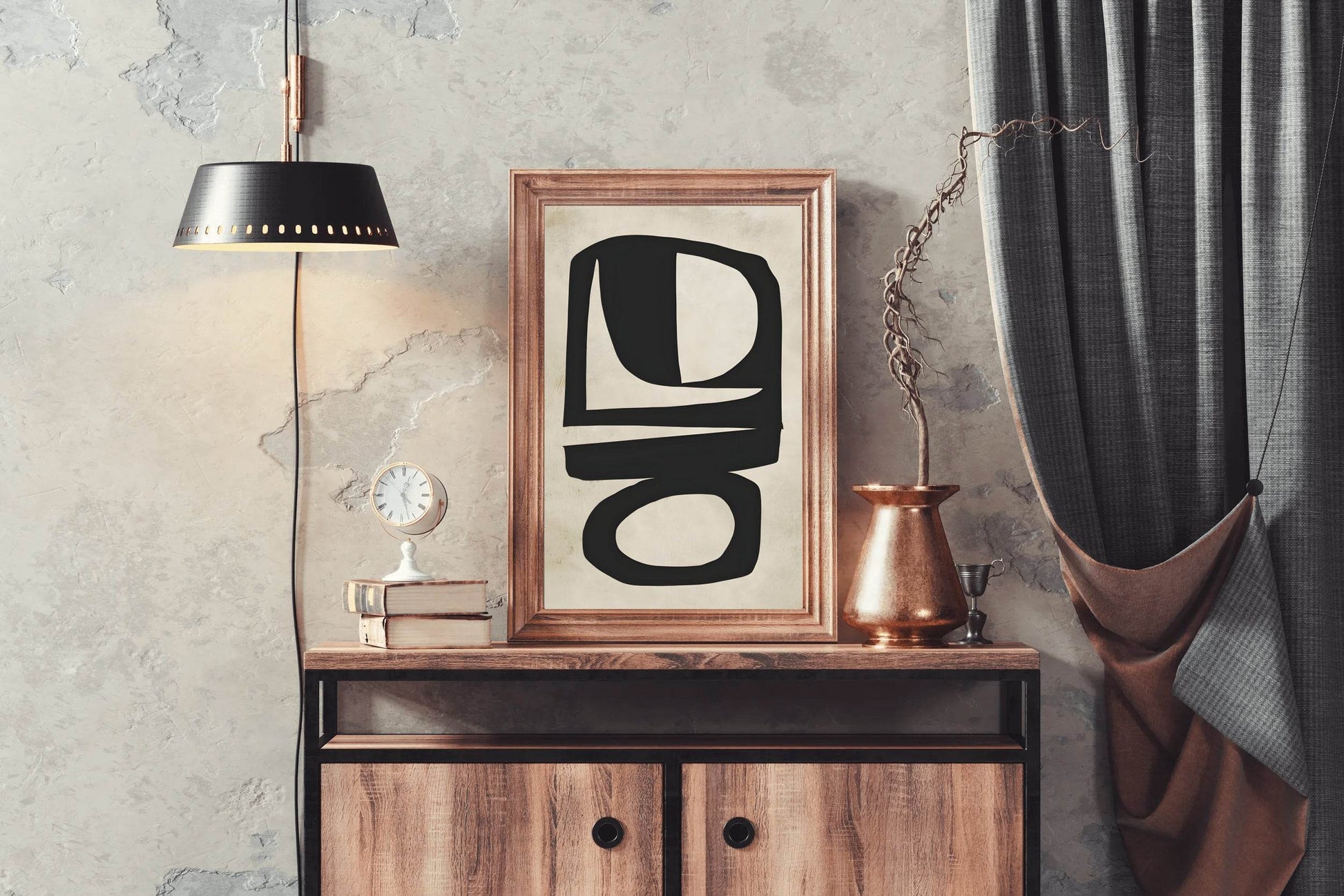 Hand Drawn Black Geometric Shapes Modern Wall Art - beink online art store
