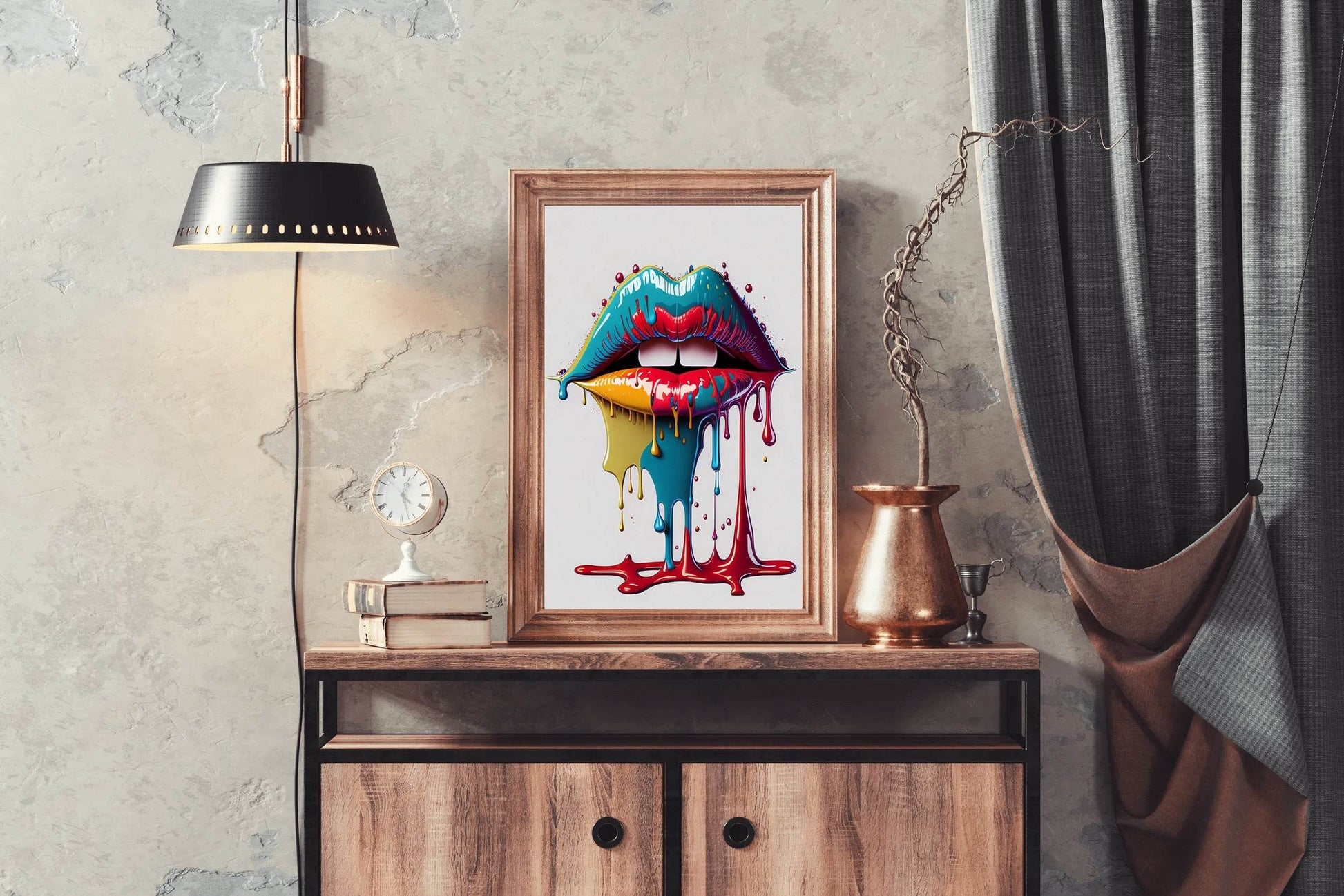 Woman Lips With Colorful Lipstick Wall Art - beink online art store