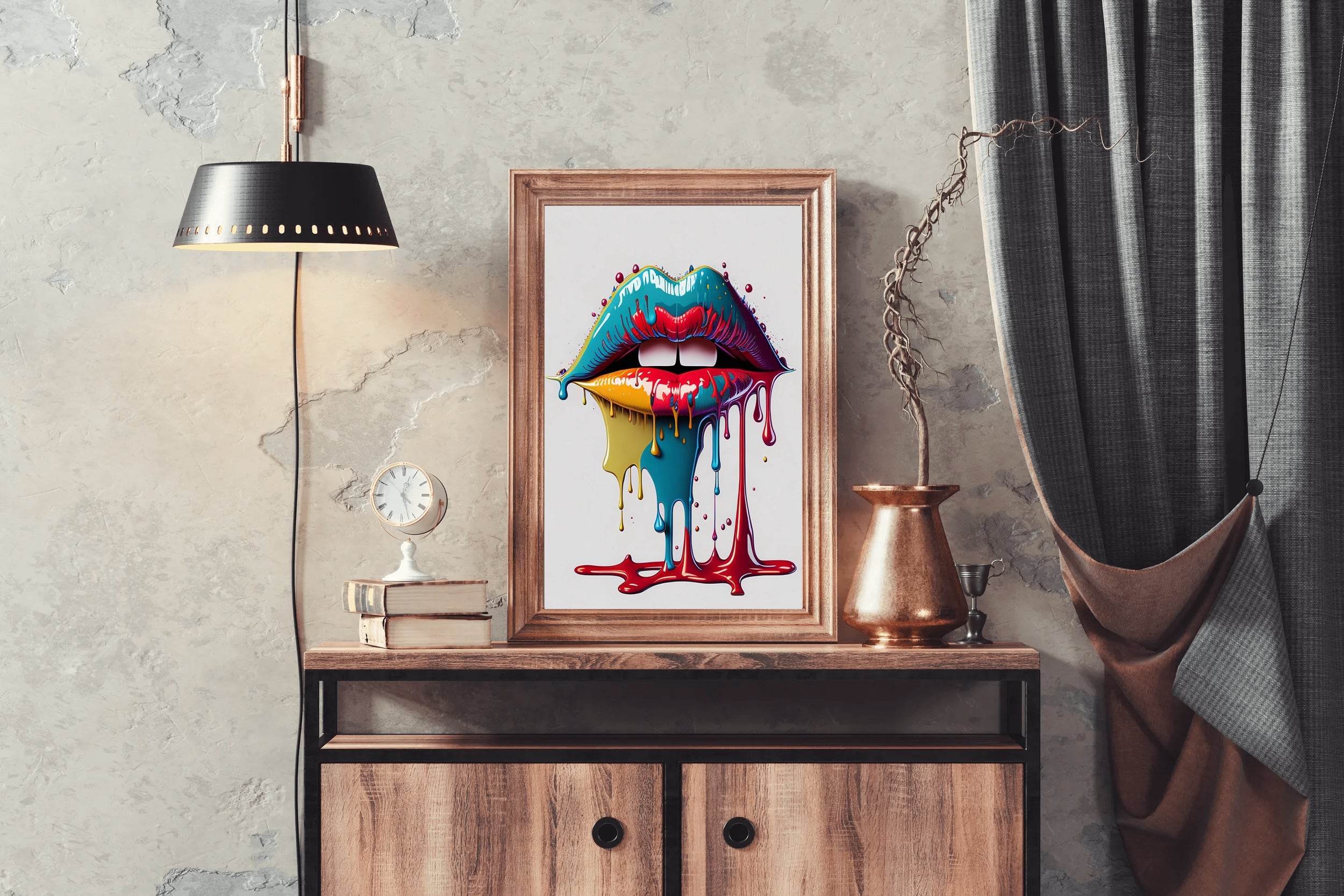 Woman Lips With Colorful Lipstick Wall Art - beink online art store