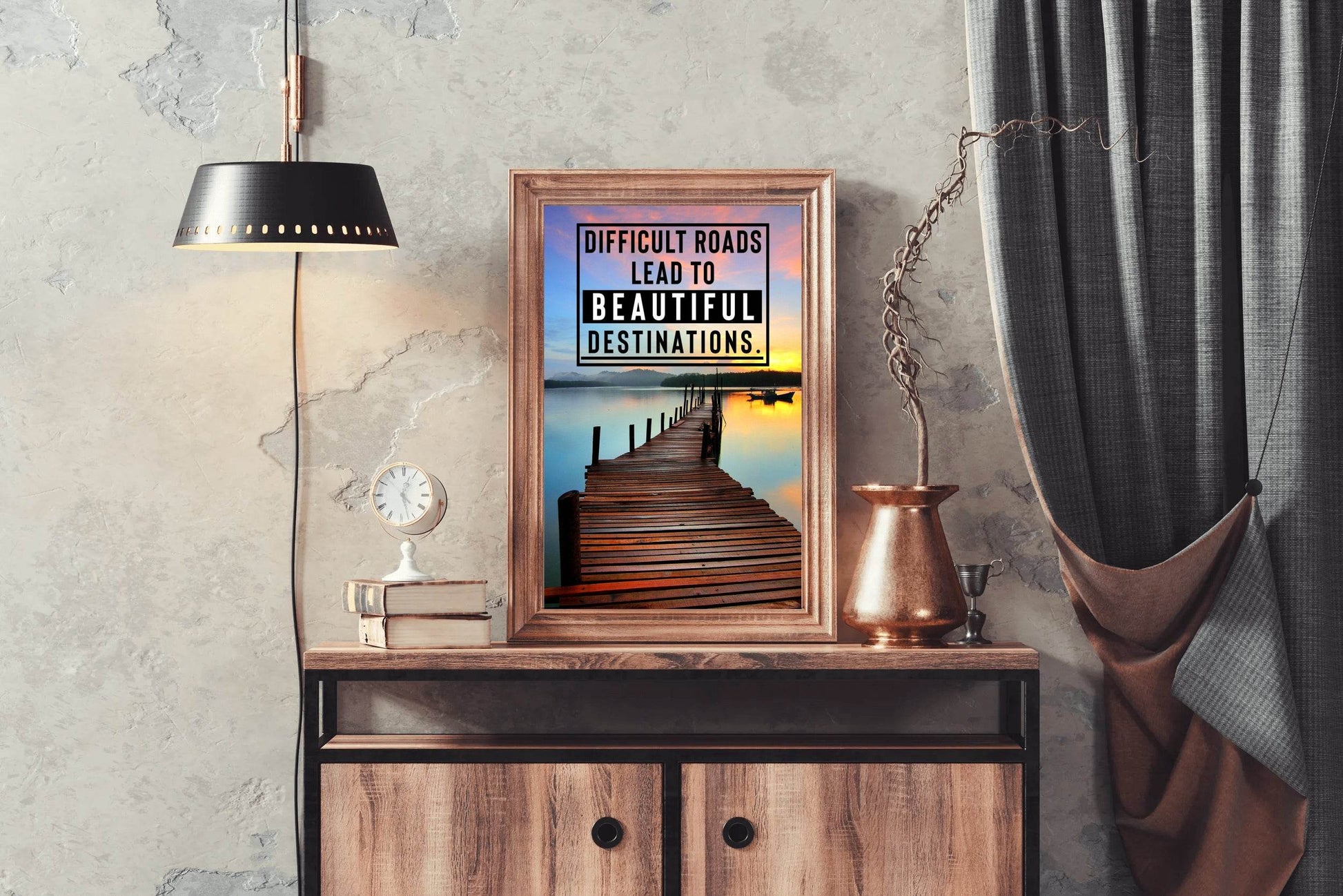 Difficult Road Beautiful Destinations Motivational Wall Art - beink online art store