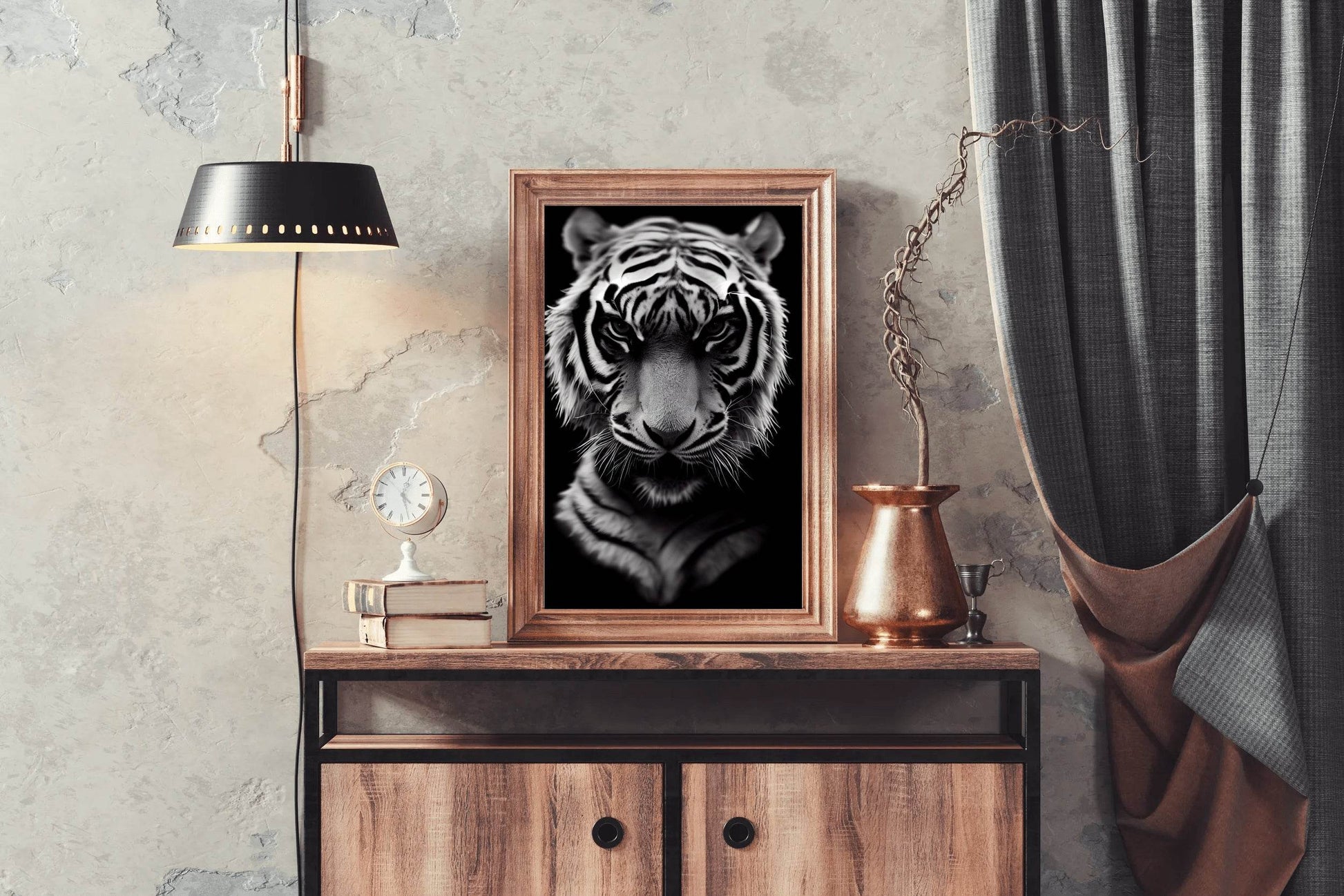 Bengal Tiger Black & White Wall Art - beink online art store