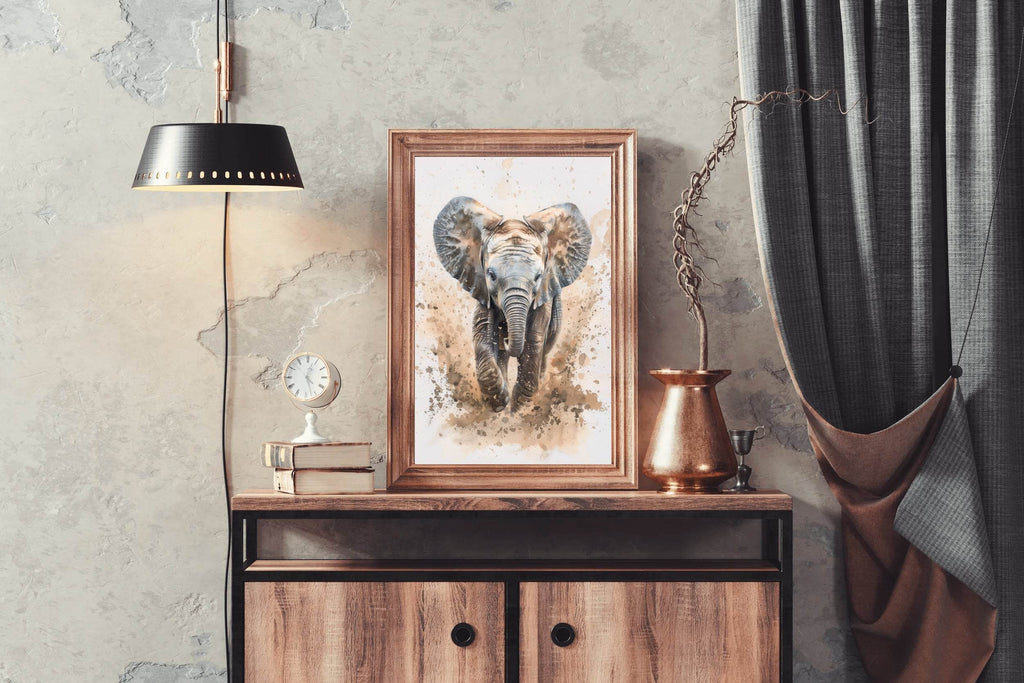 Elephant Running in Dirt Animal Wall Art - beink online art store