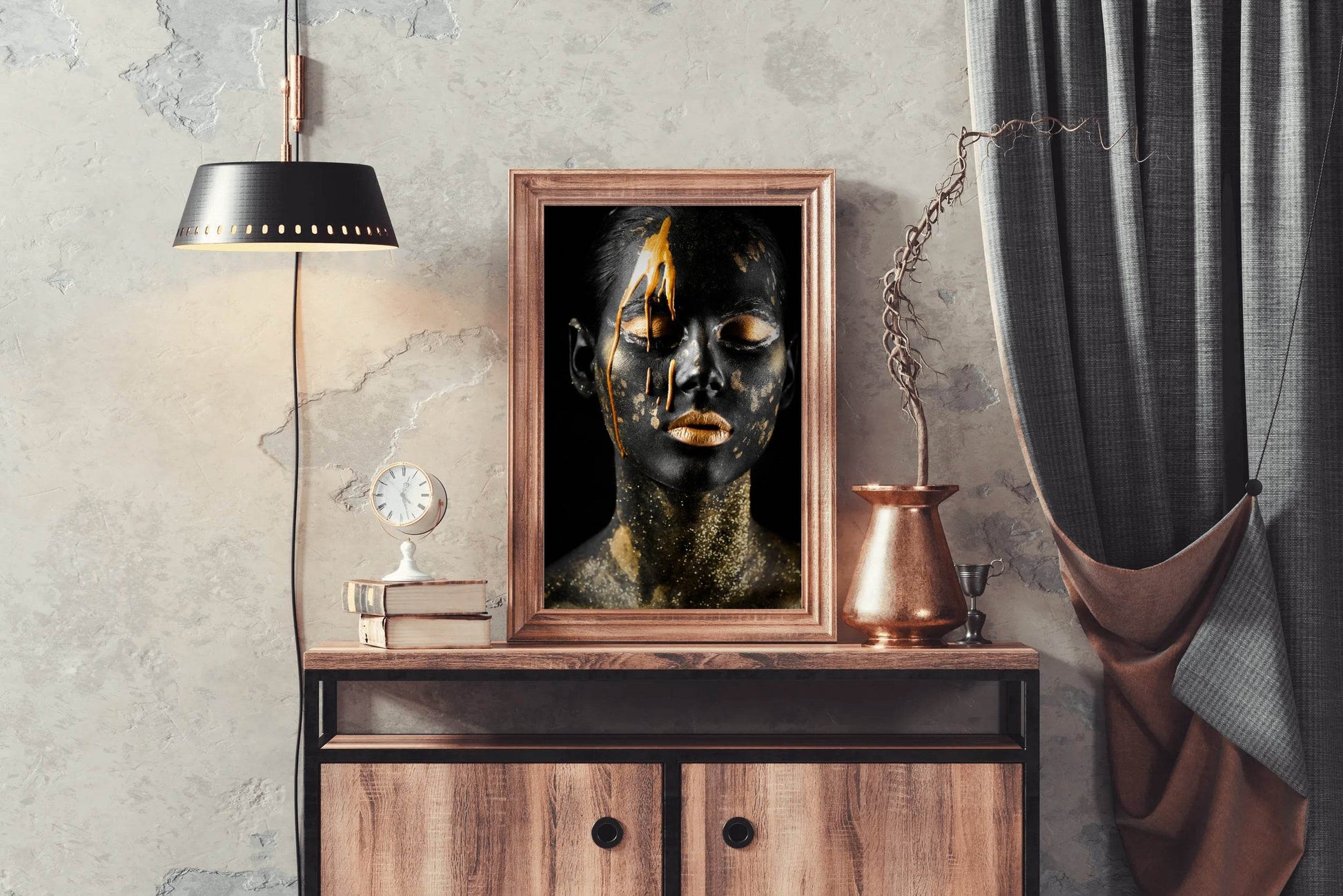 Black Woman Adorned in Gold Wall Art - beink online art store