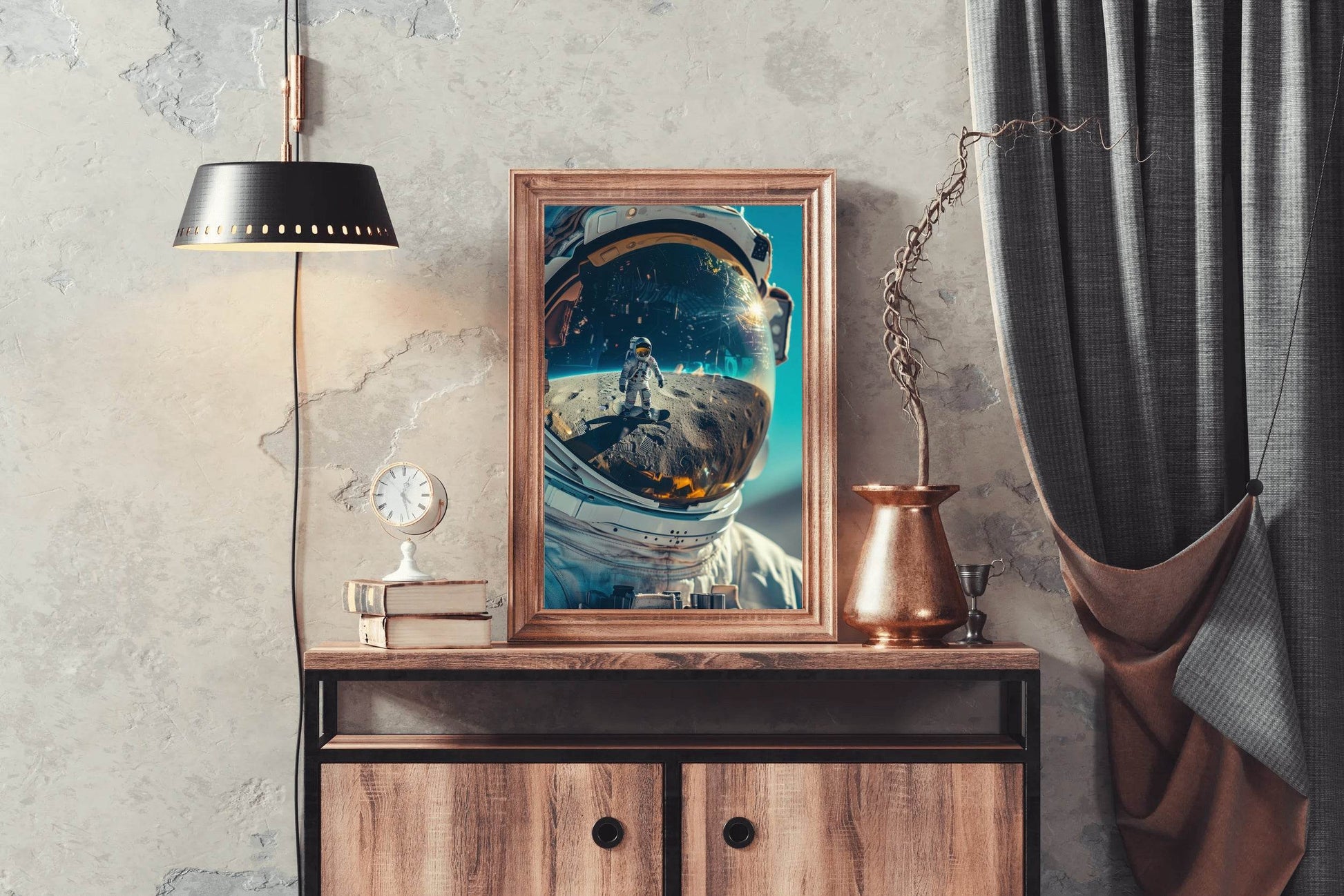 Astronaut Helmet Reflection on moon Wall Art - beink online art store