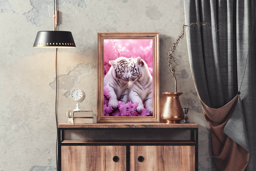 Pair of White Tiger Animal Wall Art - beink online art store