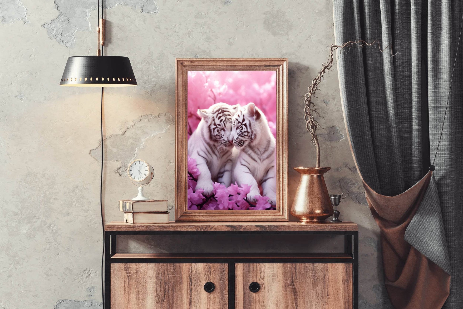 Pair of White Tiger Animal Wall Art - beink online art store