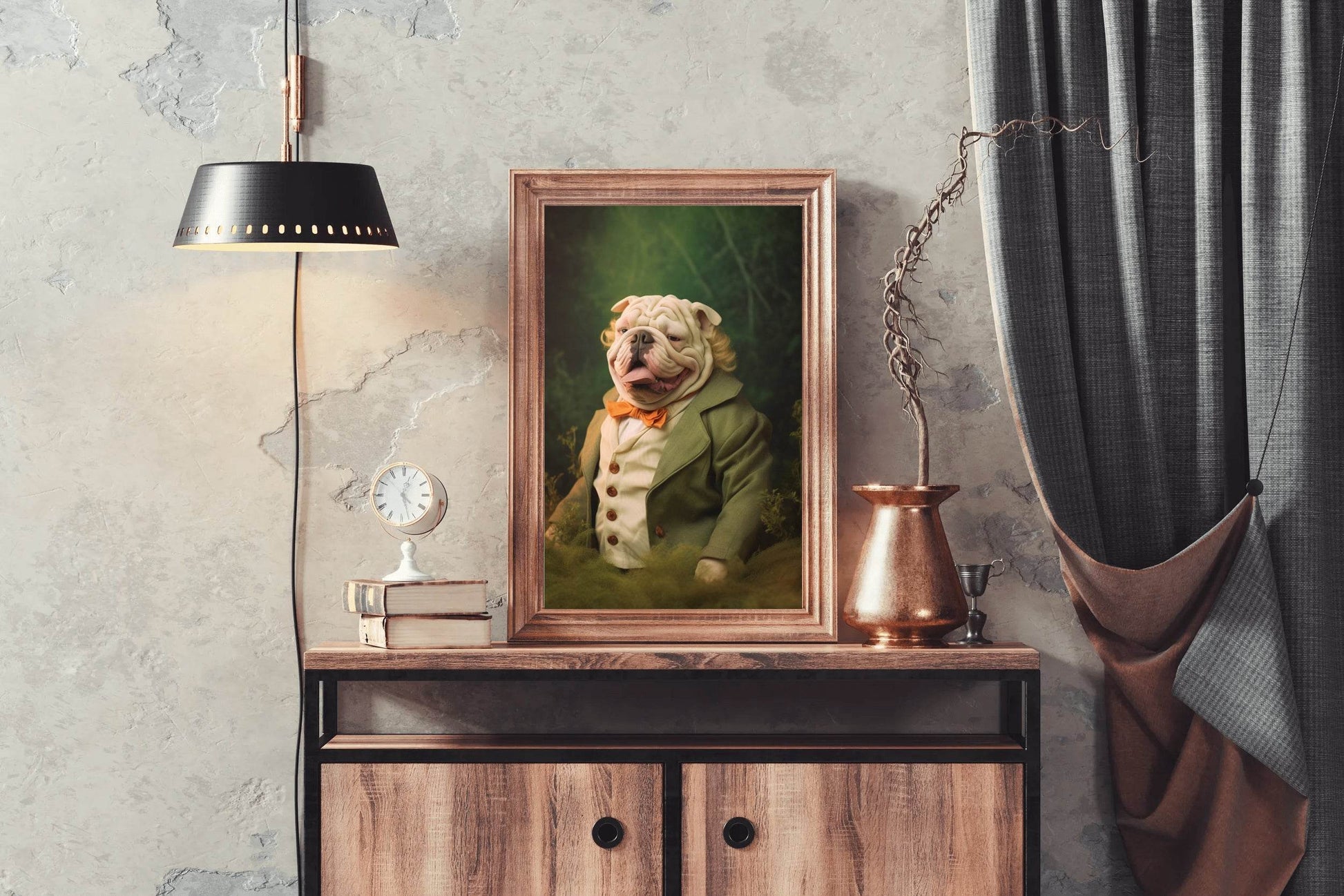 Comical Bulldog Wearing Coat Animal Wall Art - beink online art store