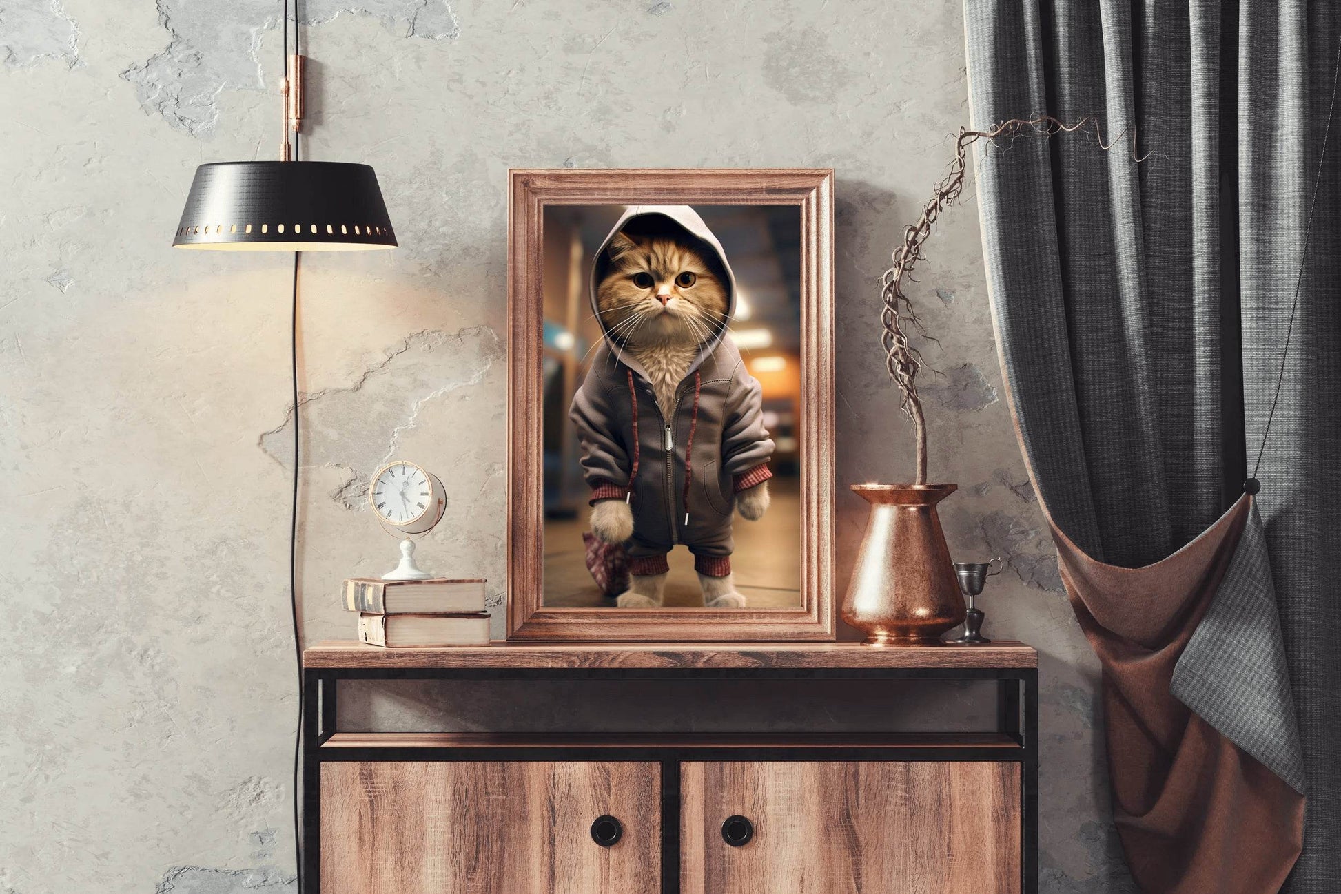 Cute Cat Wearing Jacket Animal Wall Art - beink online art store