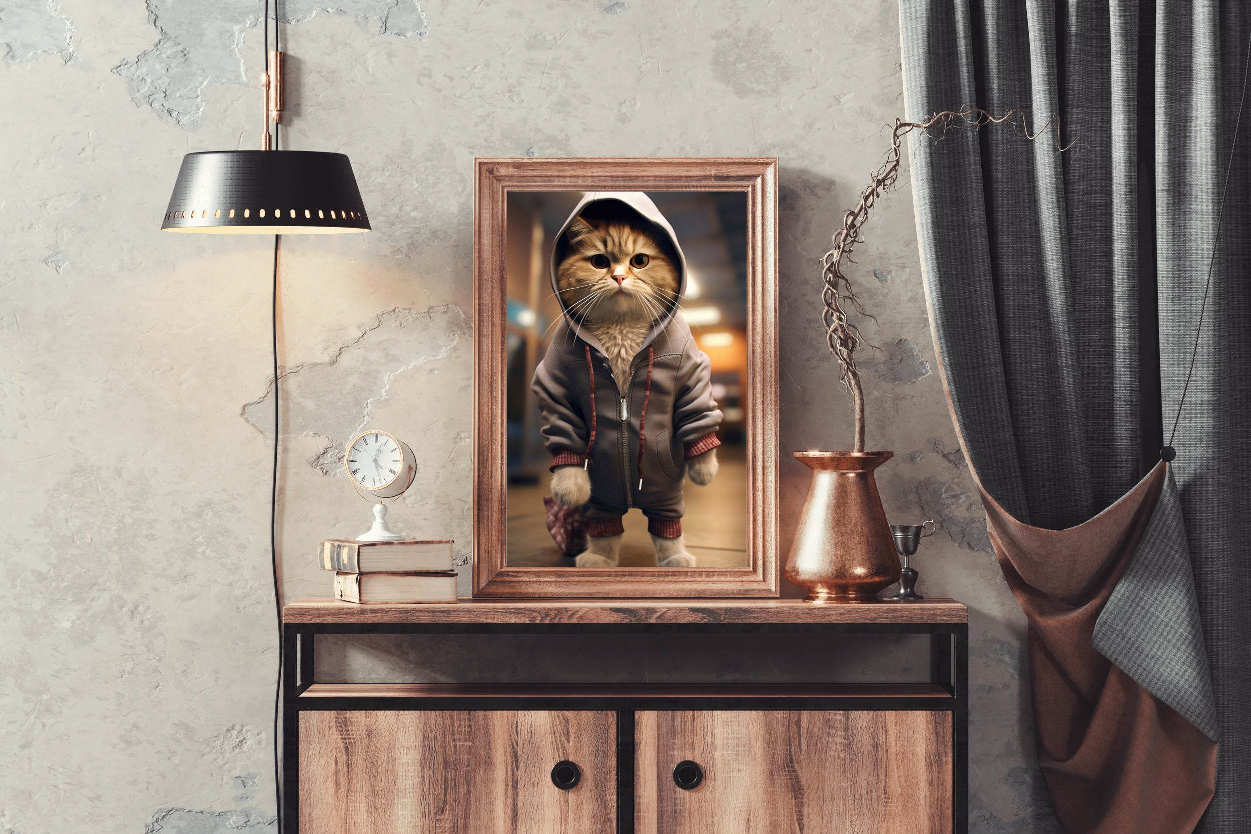 Cute Cat Wearing Jacket Animal Wall Art - beink online art store