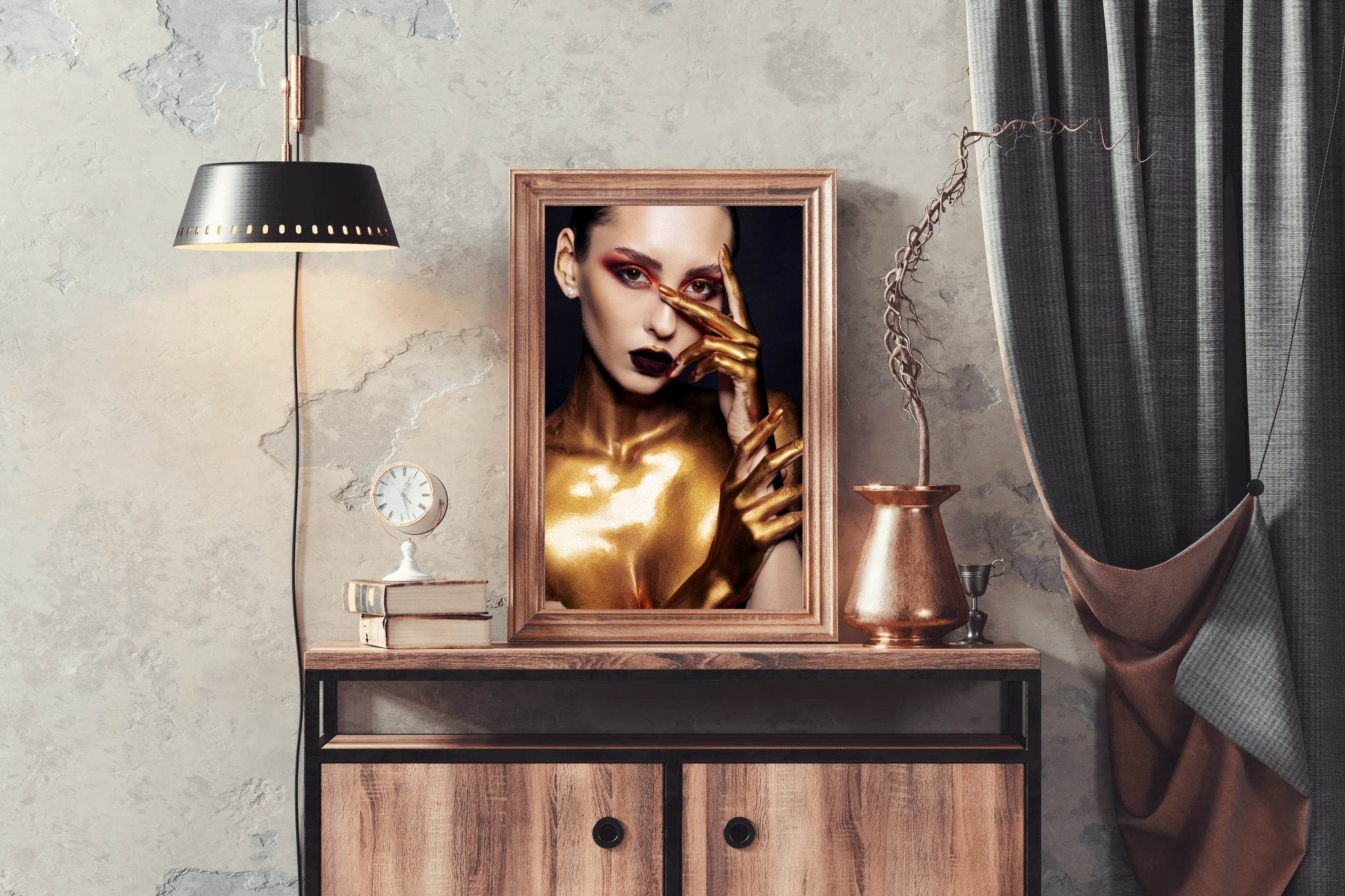 Golden Bust Of A Woman Wall Art - beink online art store
