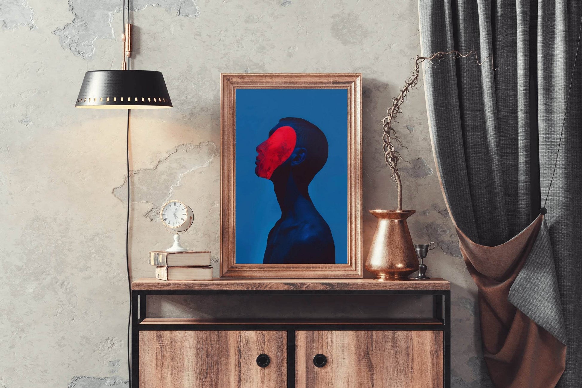 Red Face Oil Painting Wall Art - beink online art store