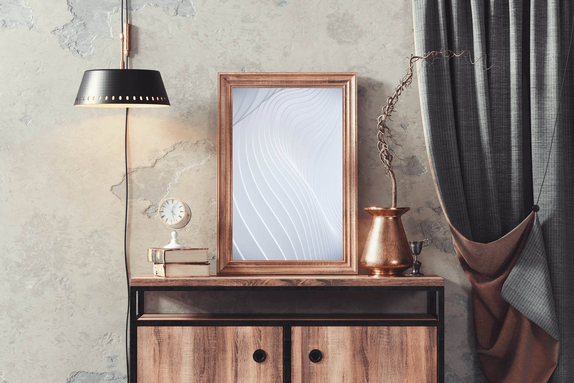 White Technology Waves Abstract Wall Art - beink online art store