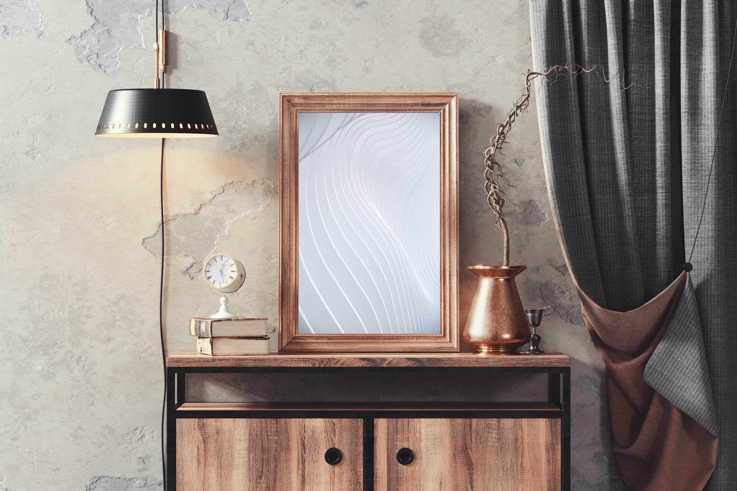 White Technology Waves Abstract Wall Art - beink online art store