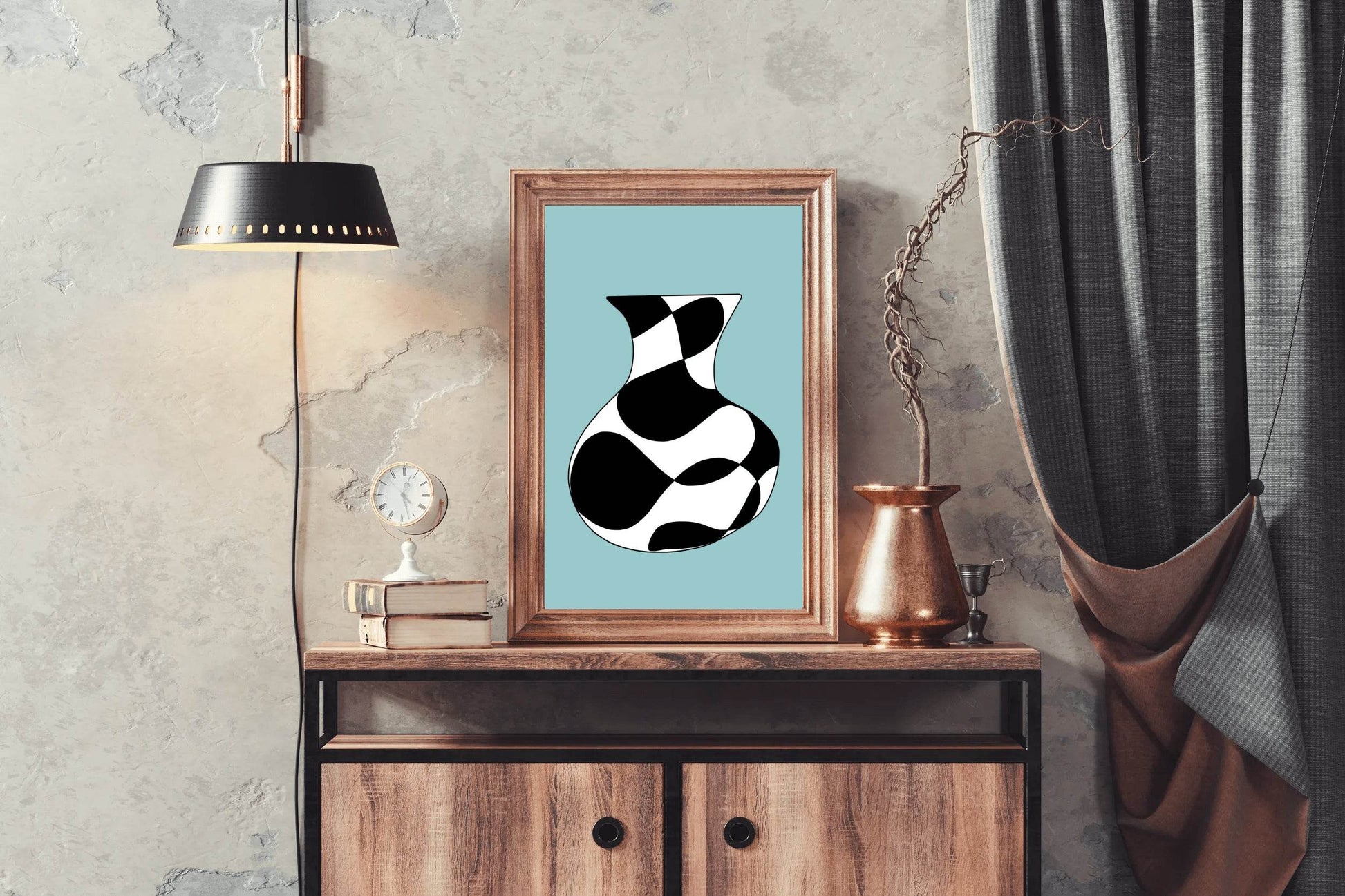 Black and White Vase Painting Wall Art - beink online art store