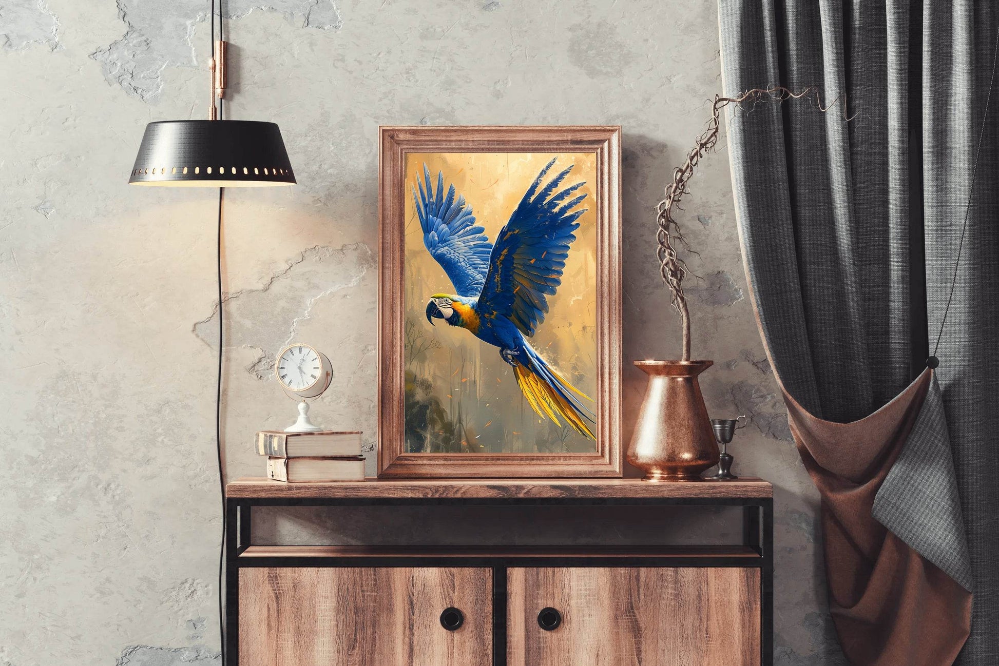 Painting of Blue Flying Macaw - beink online art store
