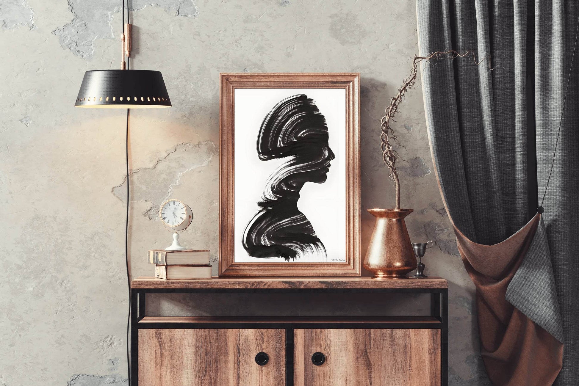 Women Image With Brush Strokes Modern Wall Art - beink online art store