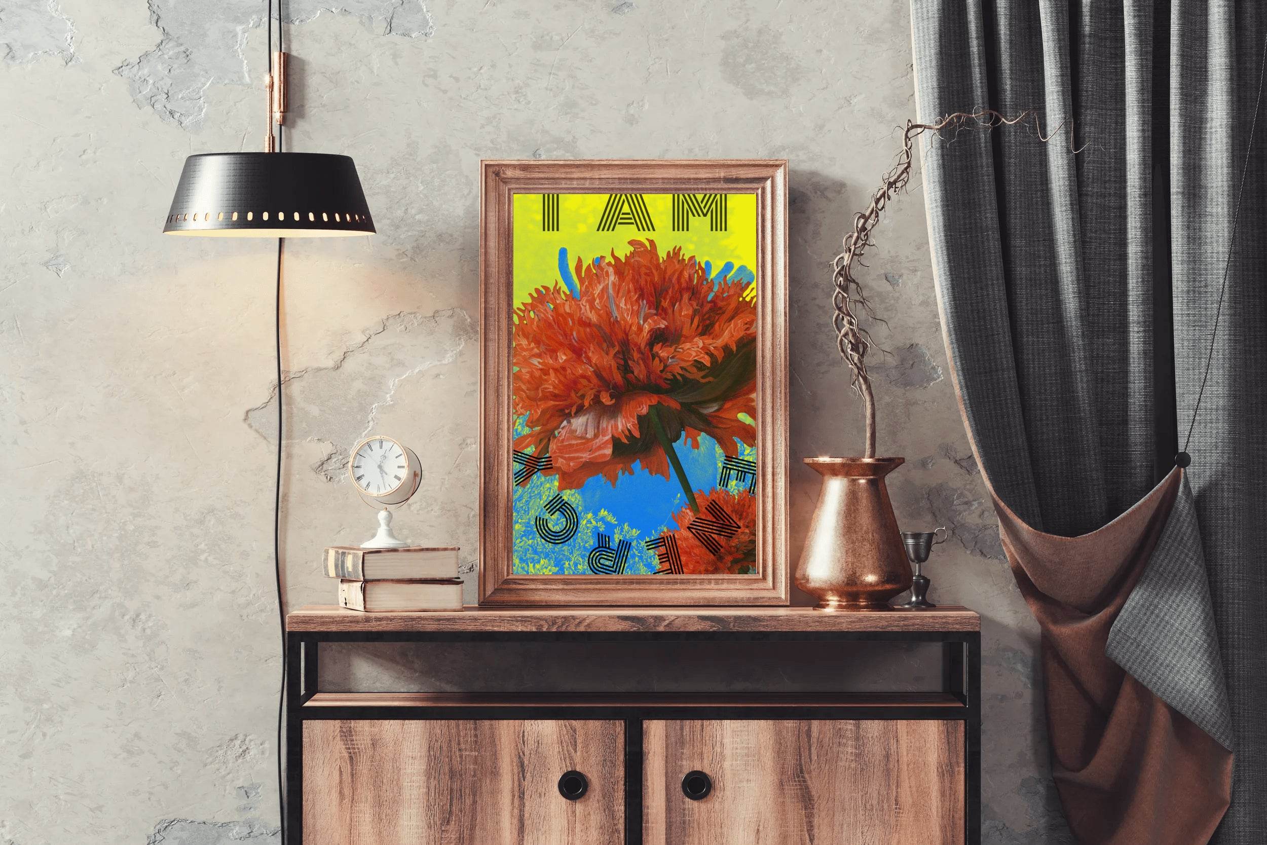 I am Energy - Floral Motivational Wall Art - beink online art store