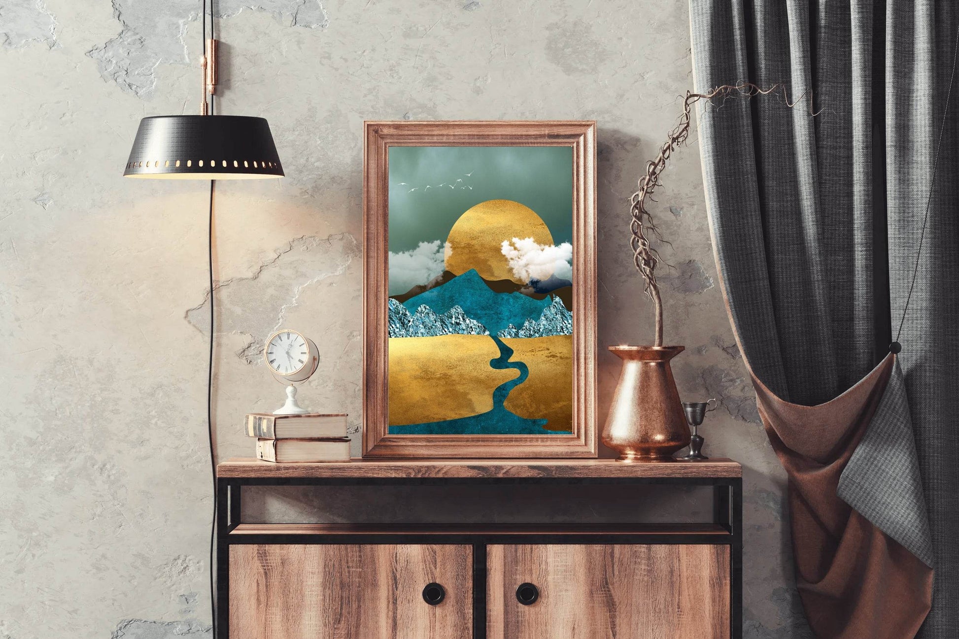 Wanderlust Golden Path Modern Wall Art - beink online art store