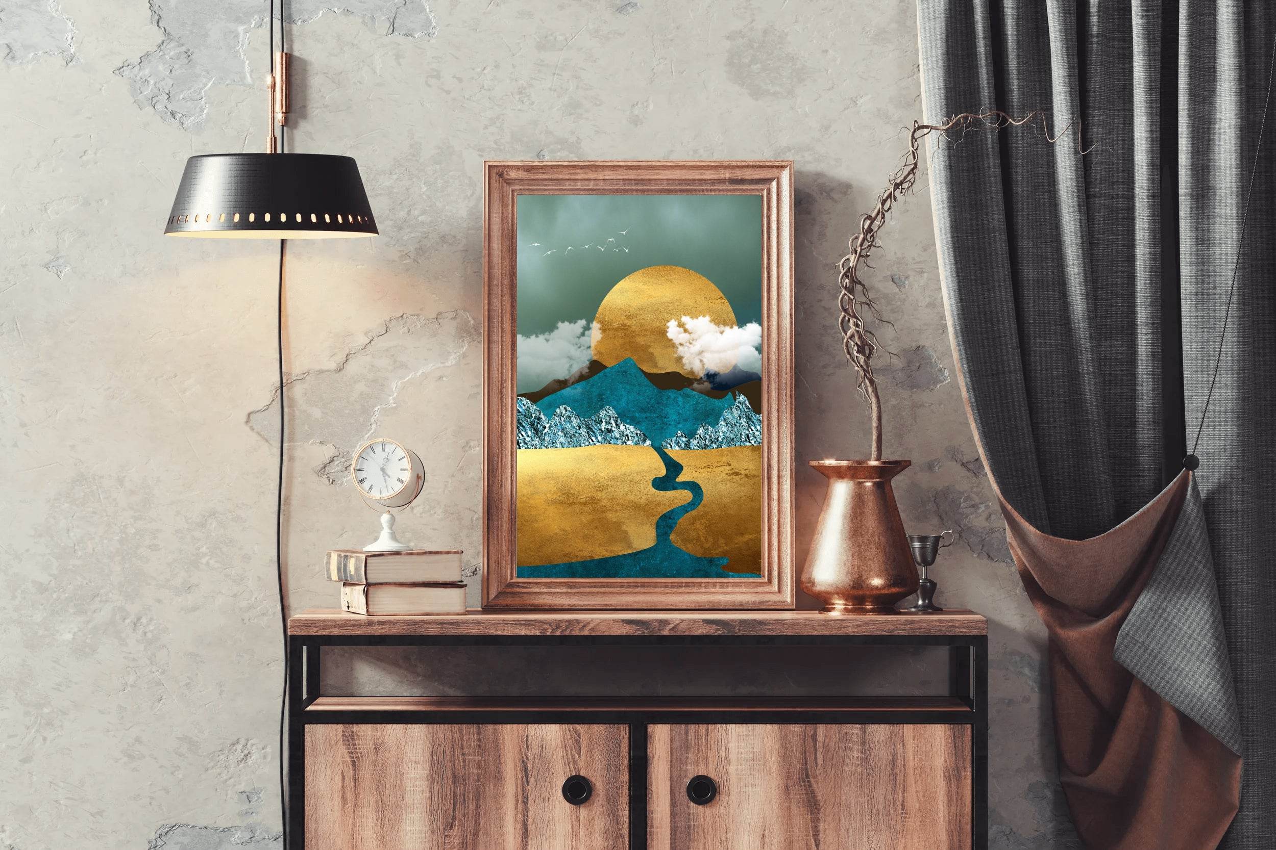 Wanderlust Golden Path Modern Wall Art - beink online art store