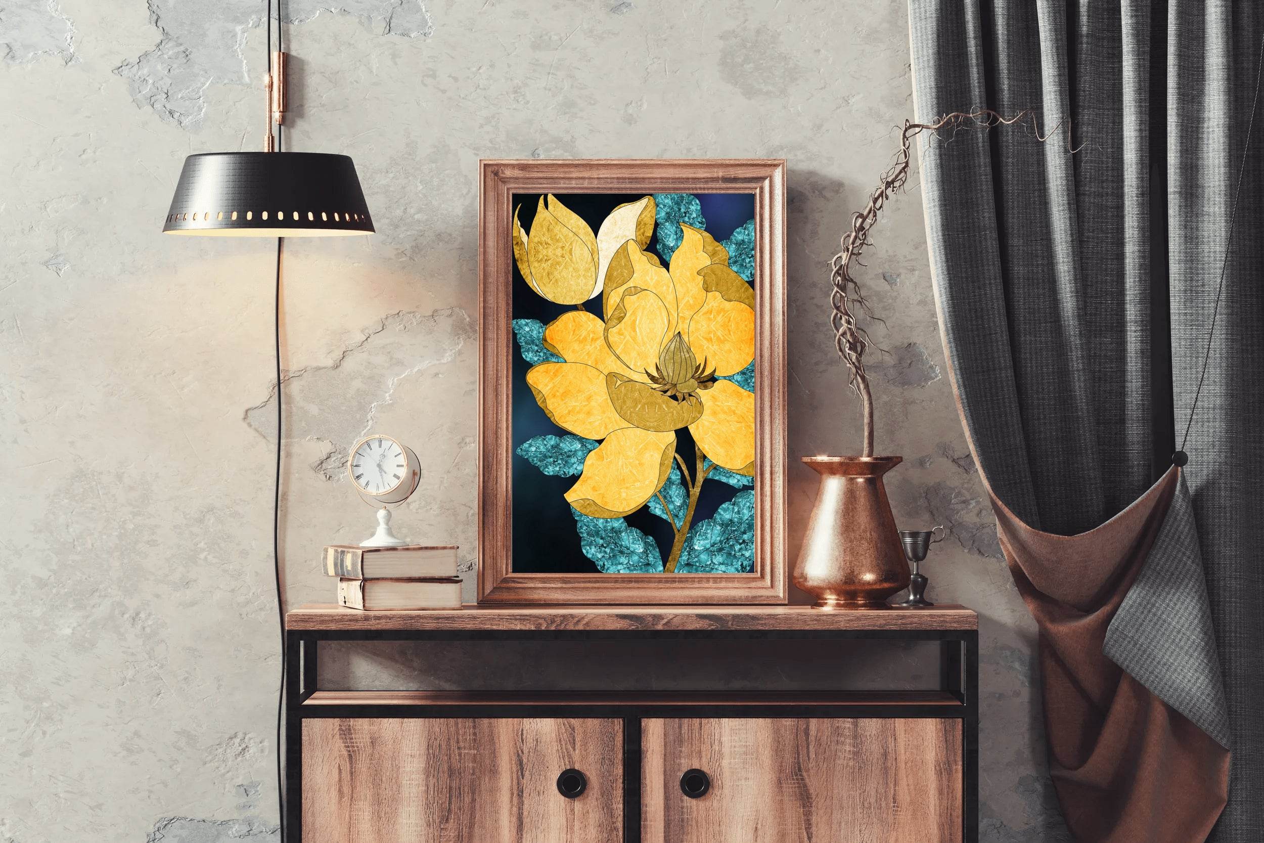 Golden Bloom Modern Wall Art - beink online art store