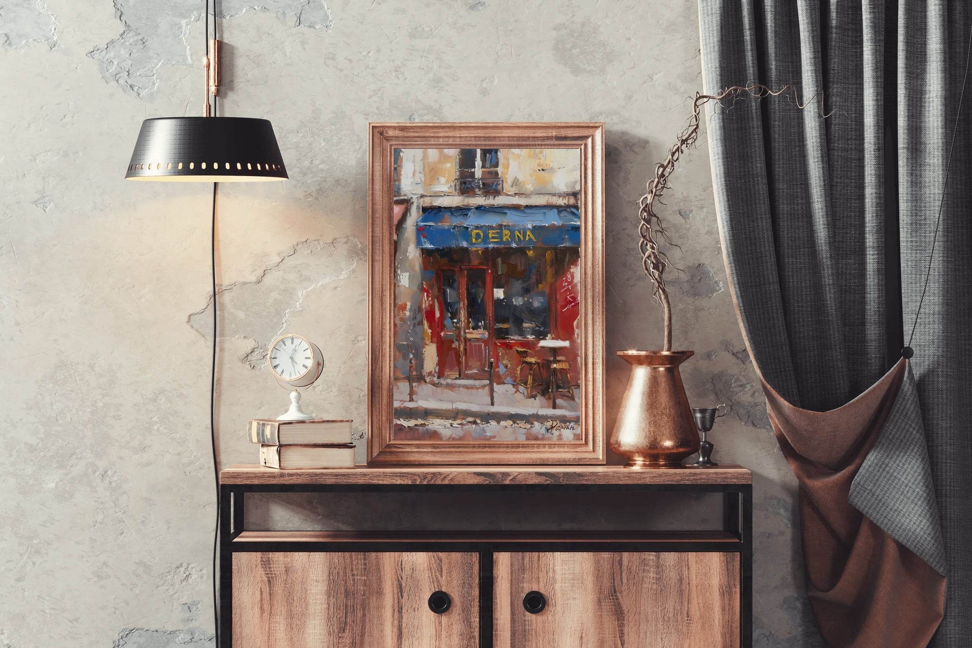 Oil Painting Of A Cafe Wall Art - beink online art store