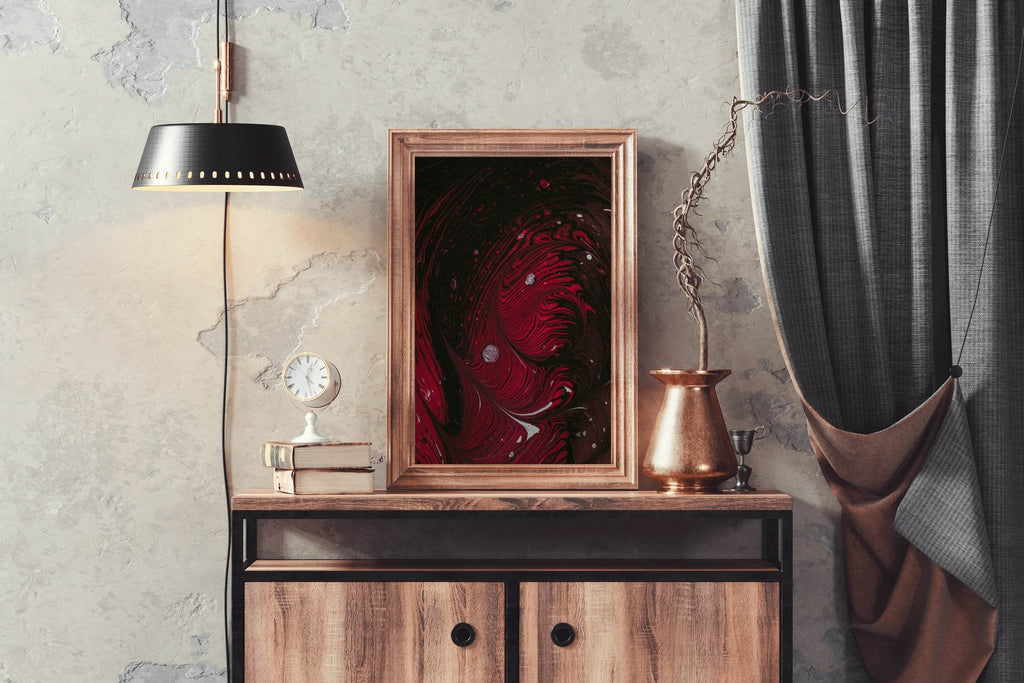 Swirling Red Print Abstract Wall Art - beink online art store