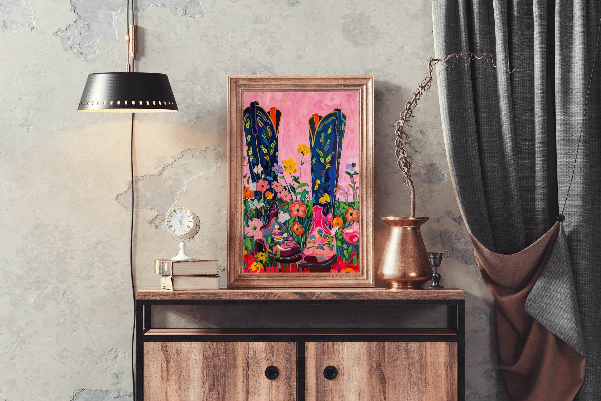 Cowboy Boots and Flower Blooms - beink online art store