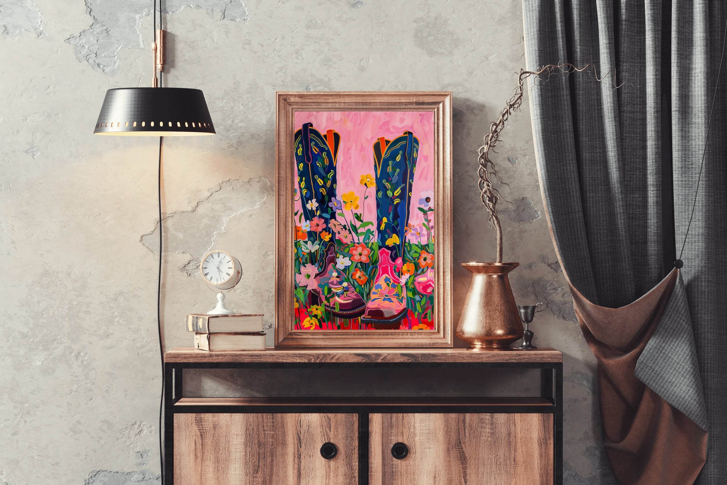 Cowboy Boots and Flower Blooms - beink online art store