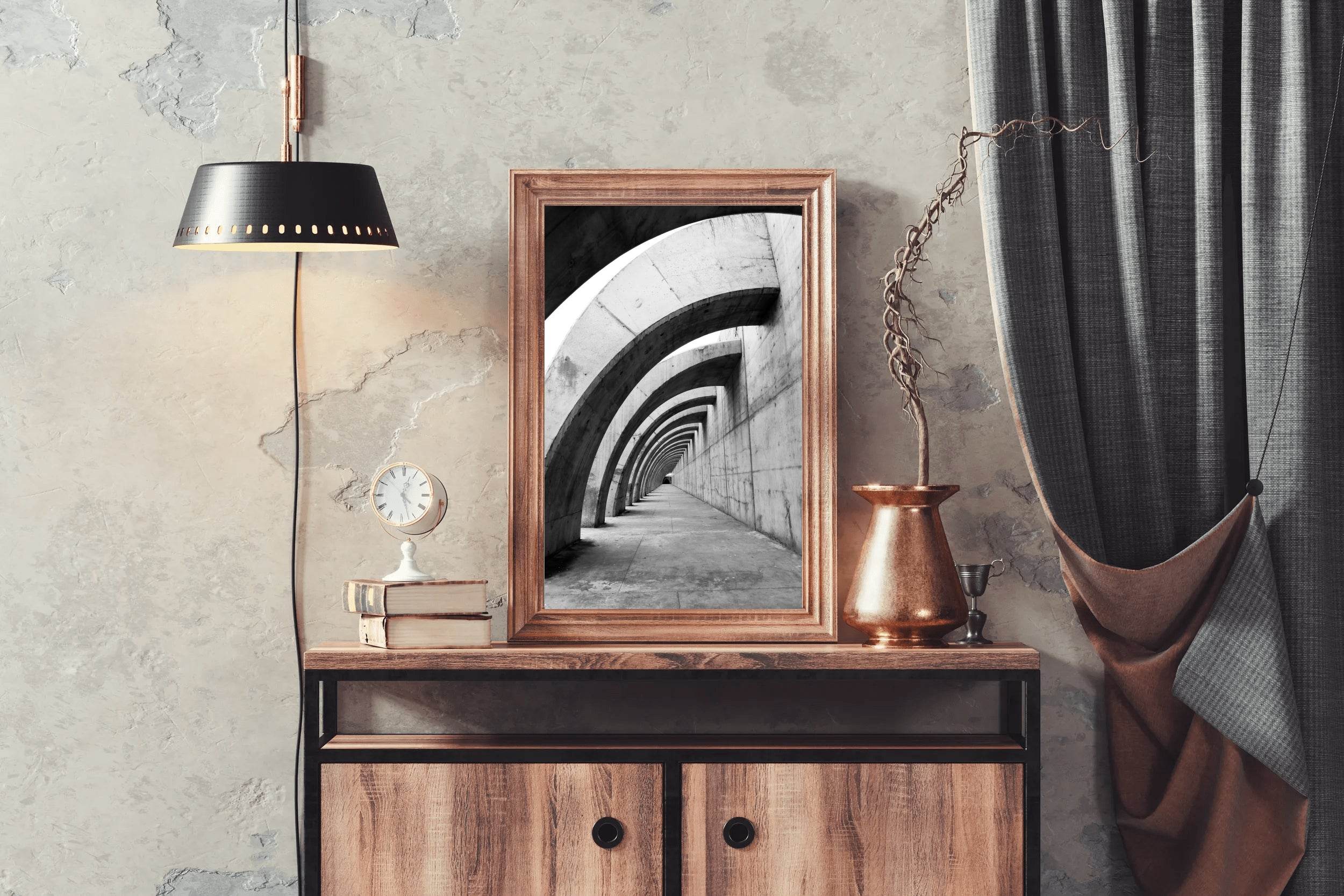 Arch Corridor Black & White Wall Art - beink online art store