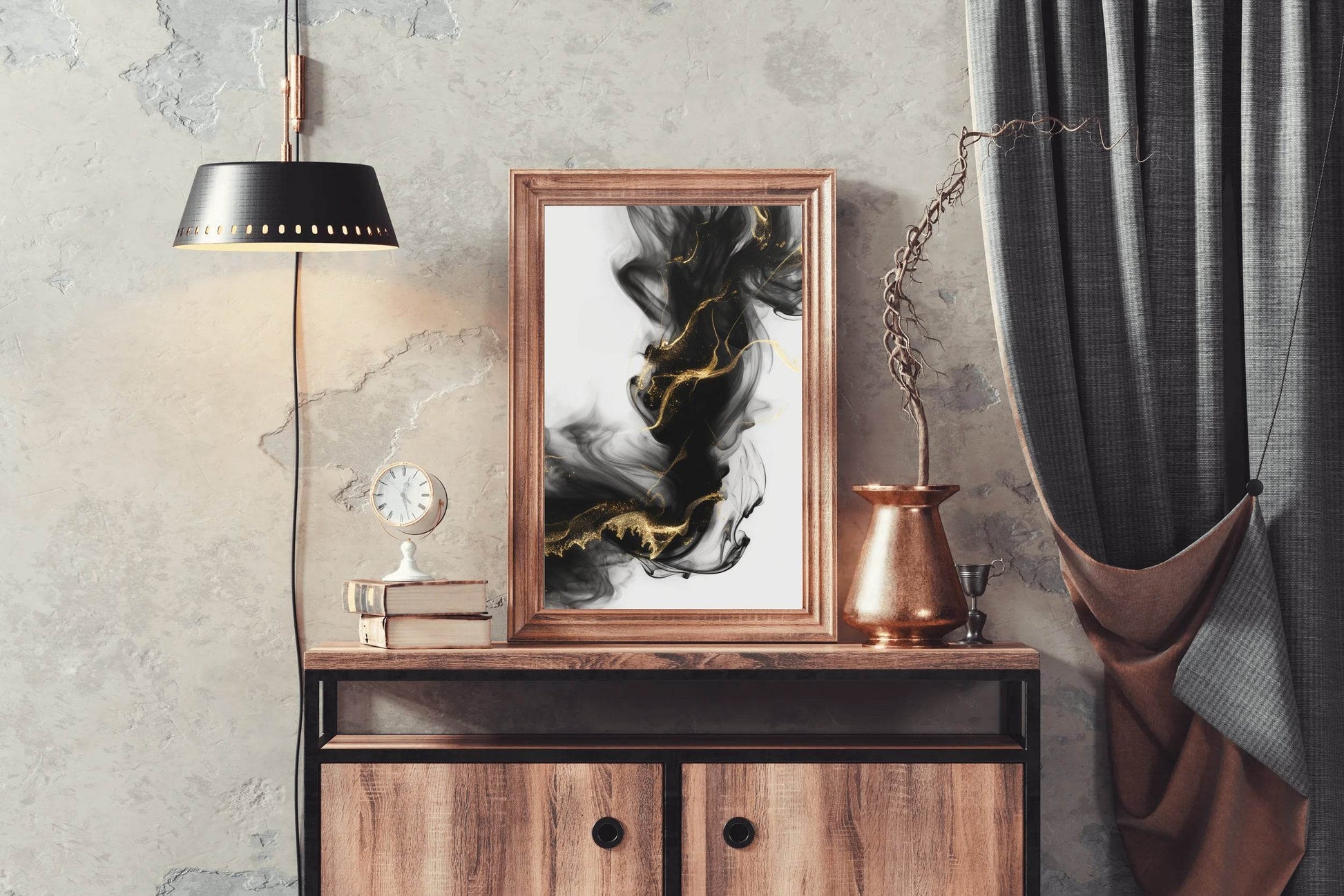 Black and Gold Smoke Wall Art - beink online art store