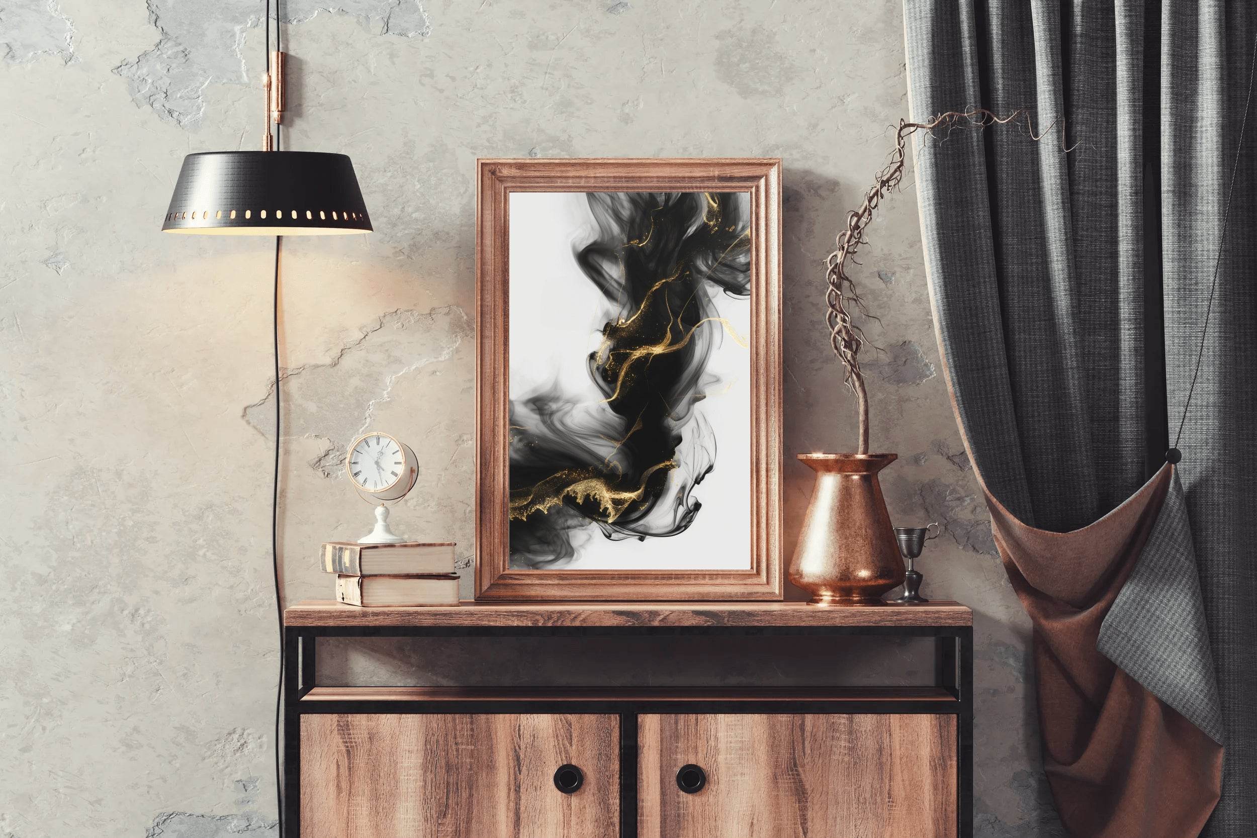 Black and Gold Smoke Wall Art - beink online art store