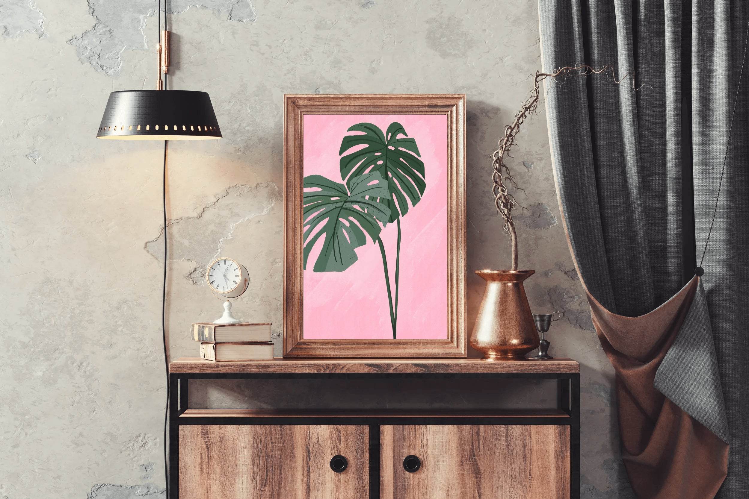 Monstera Deliciosa Plant Drawing Wall Art - beink online art store