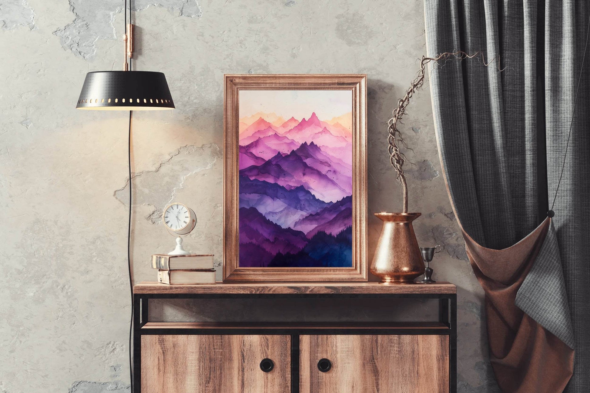 Colorfull Watercolor Mountain Wall Art - beink online art store