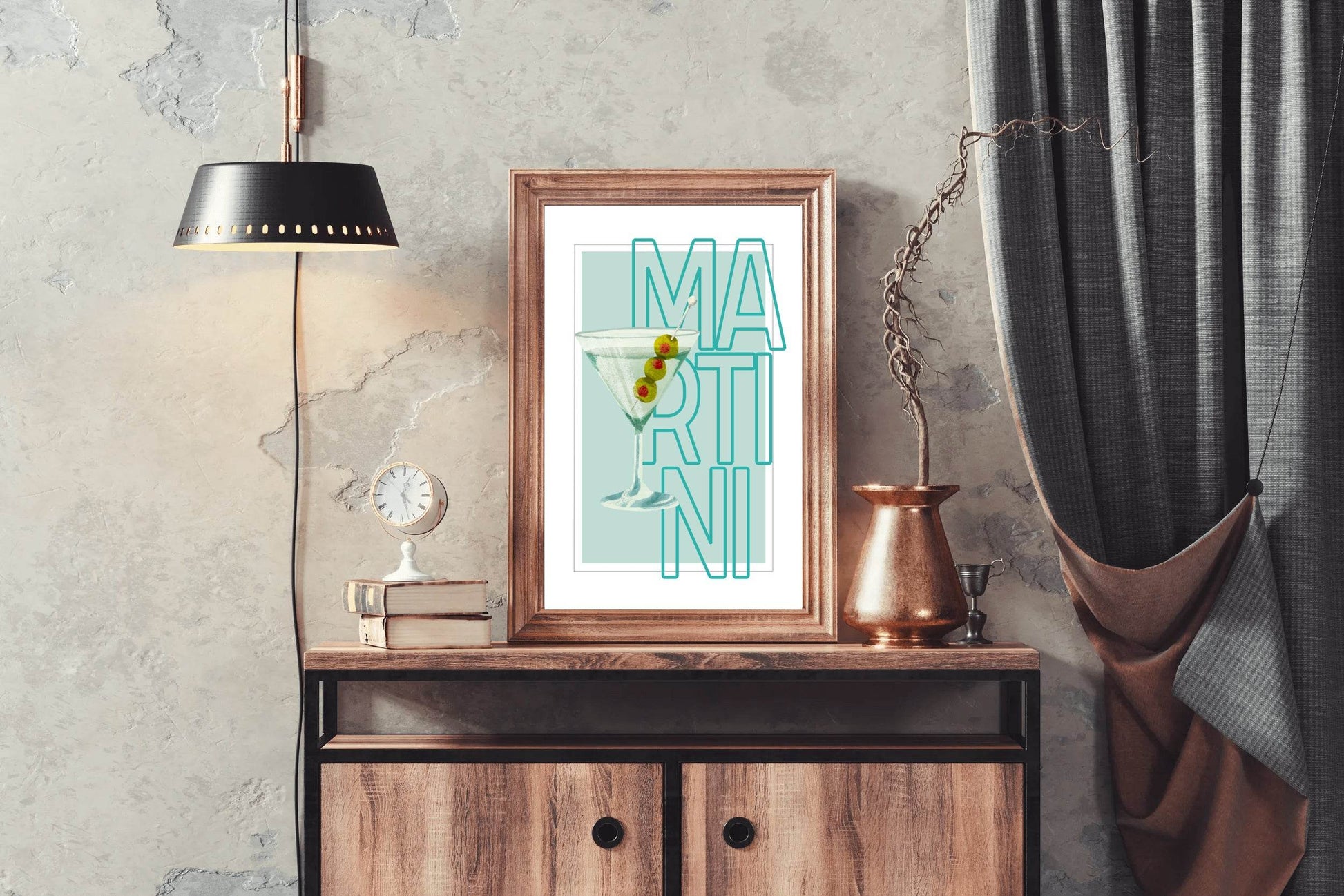 Martini Cocktail With Green Olives Wall Art - beink online art store