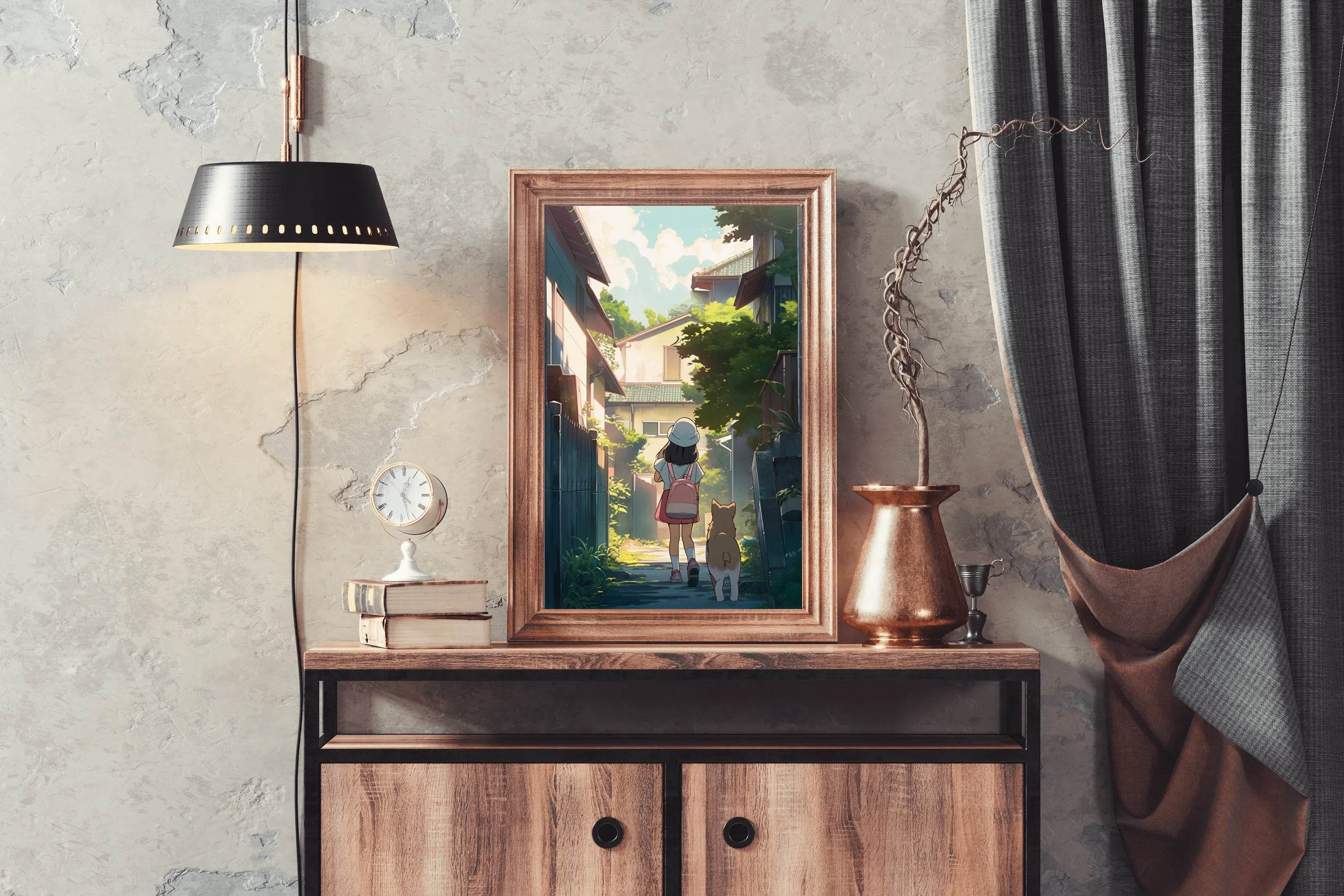 Lifestyle Scene With People In Anime Style Wall Art - beink online art store