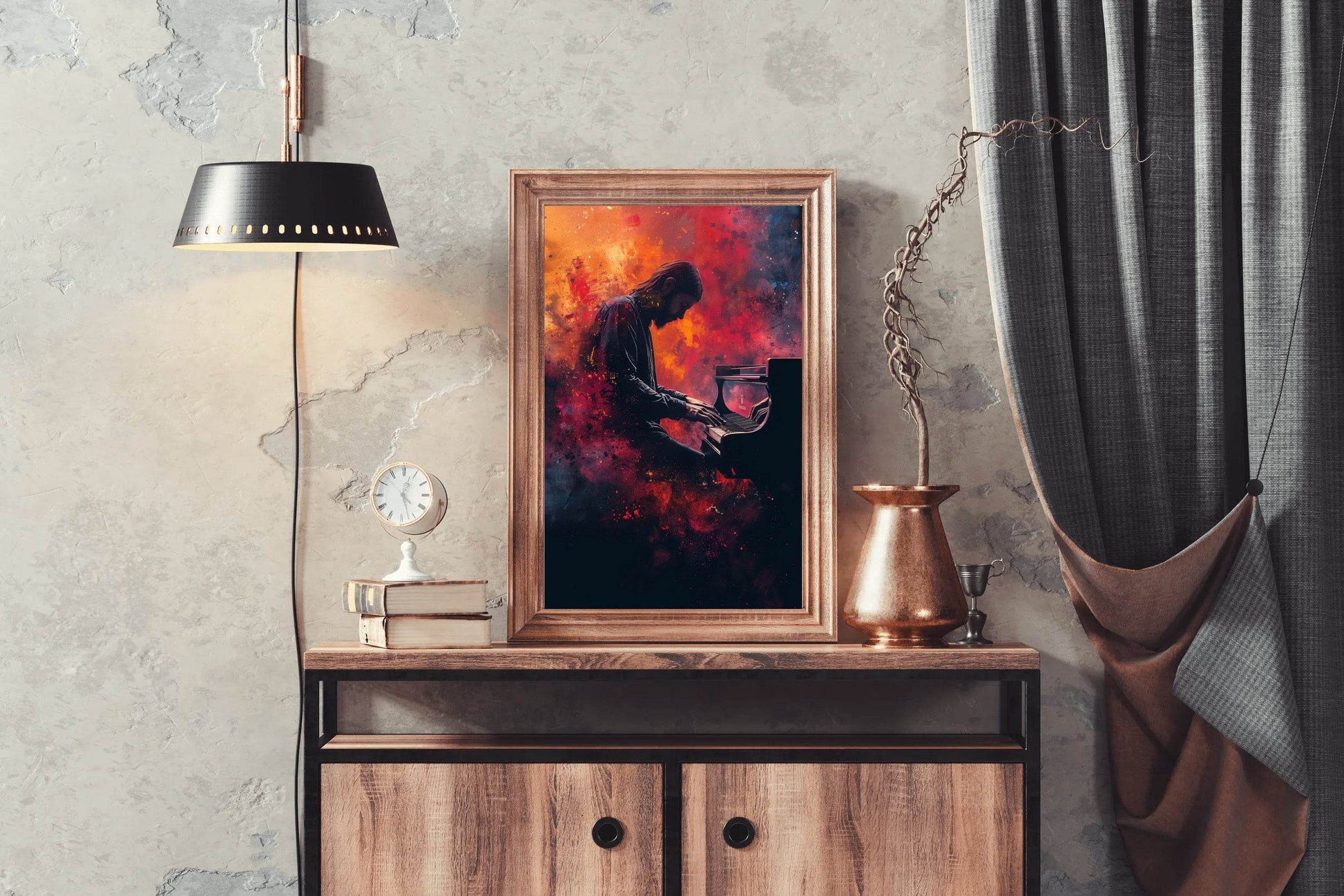 Digital Painting of a Man Playing Piano - beink online art store
