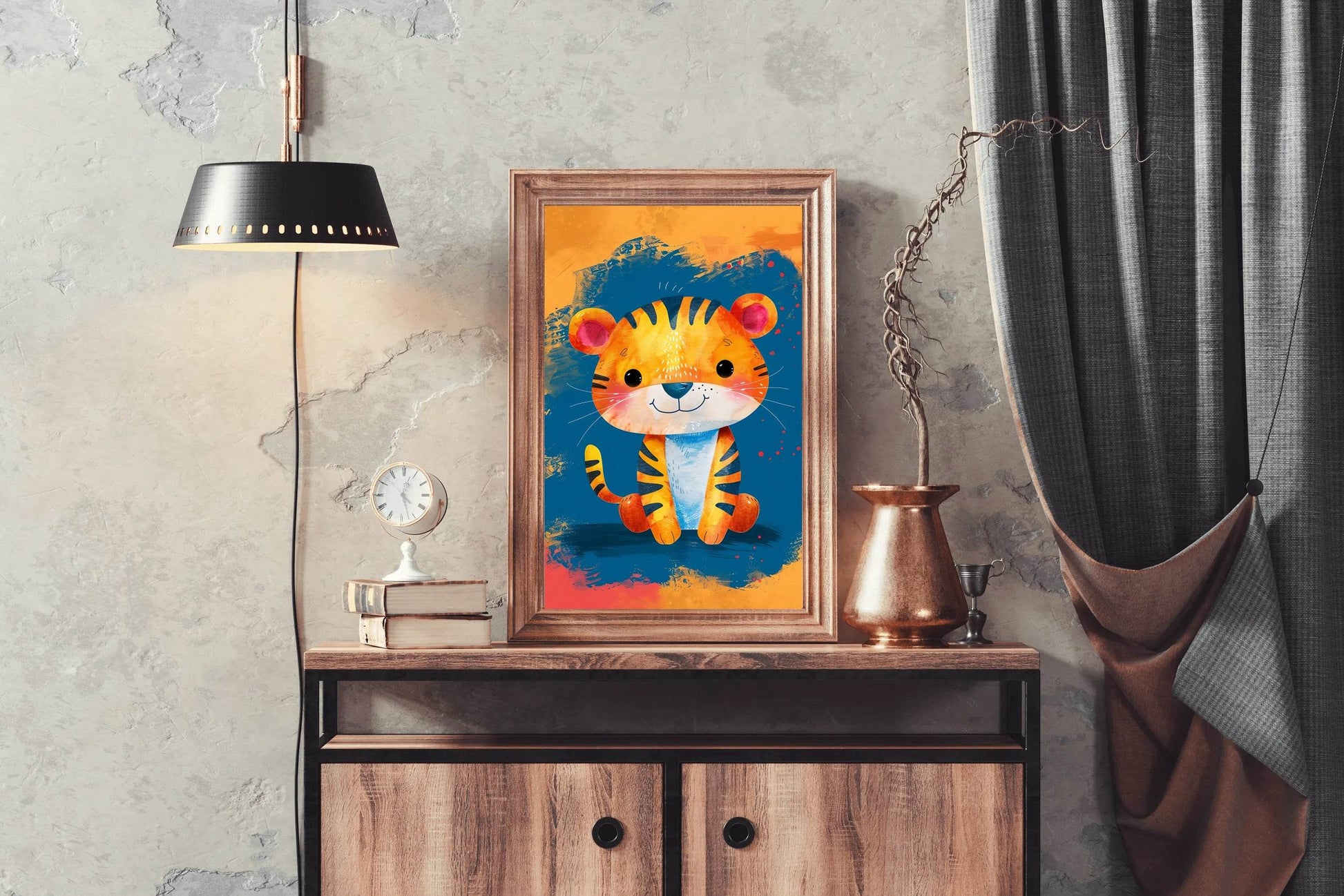 Cute Watercolor Baby Tiger Cartoon Painting - beink online art store