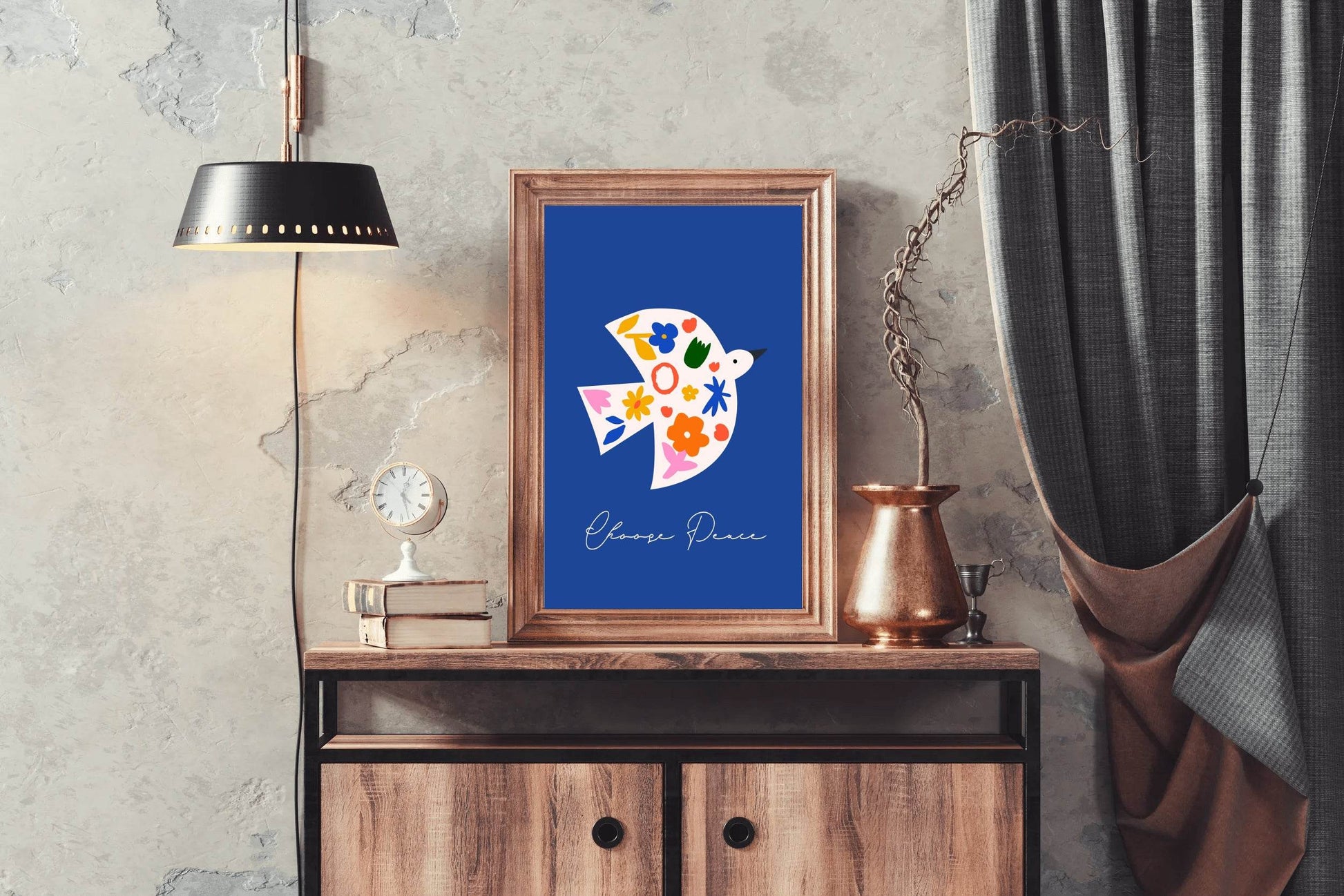 Bird Painting Decorated With Flowers Wall Art - beink online art store