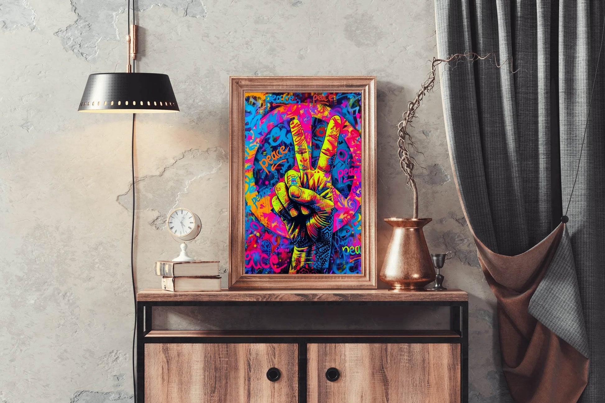 Graffiti Wall with a Peace Sign Wall Art - beink online art store
