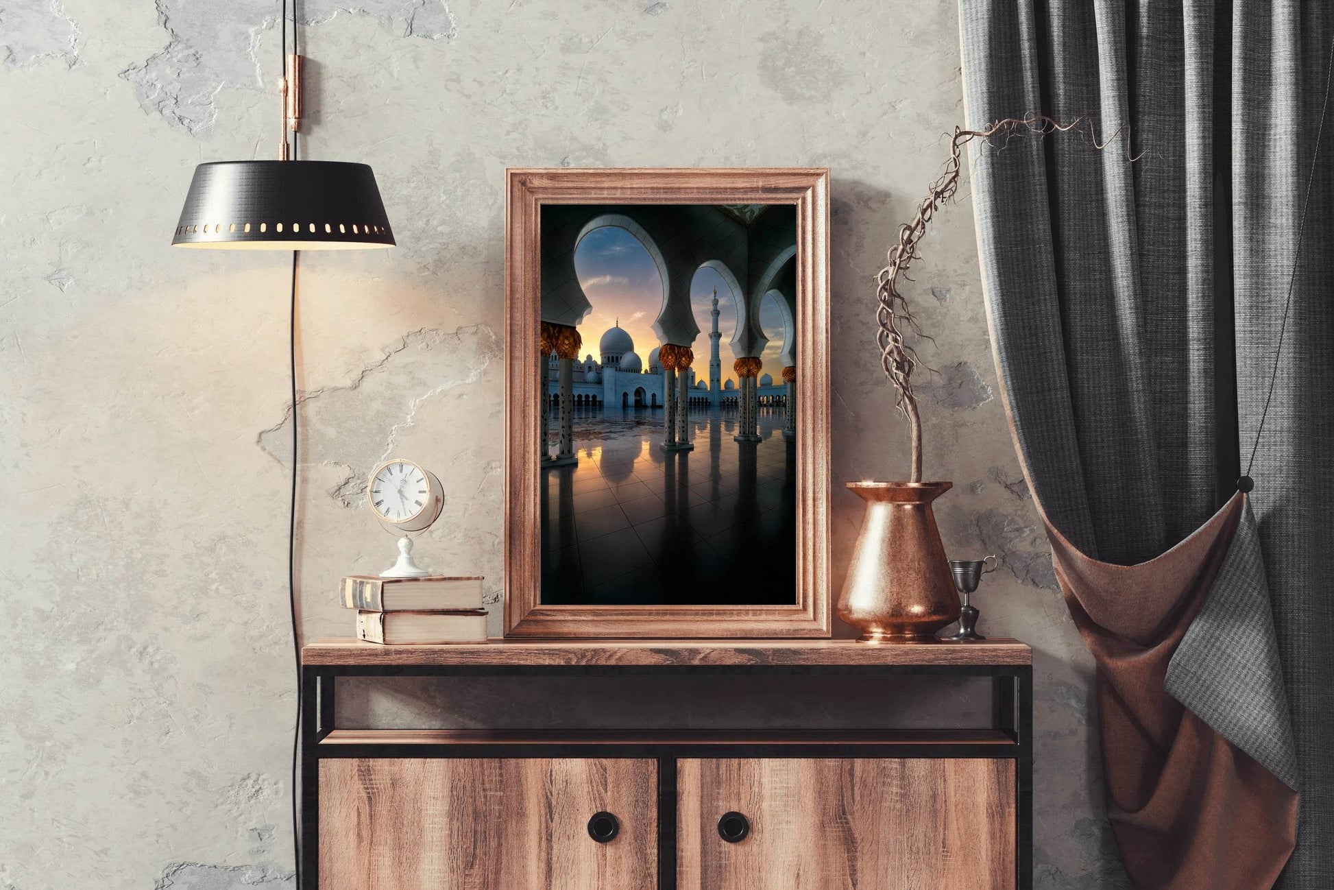 Gold Dusk at the Grand Mosque Wall Art - beink online art store