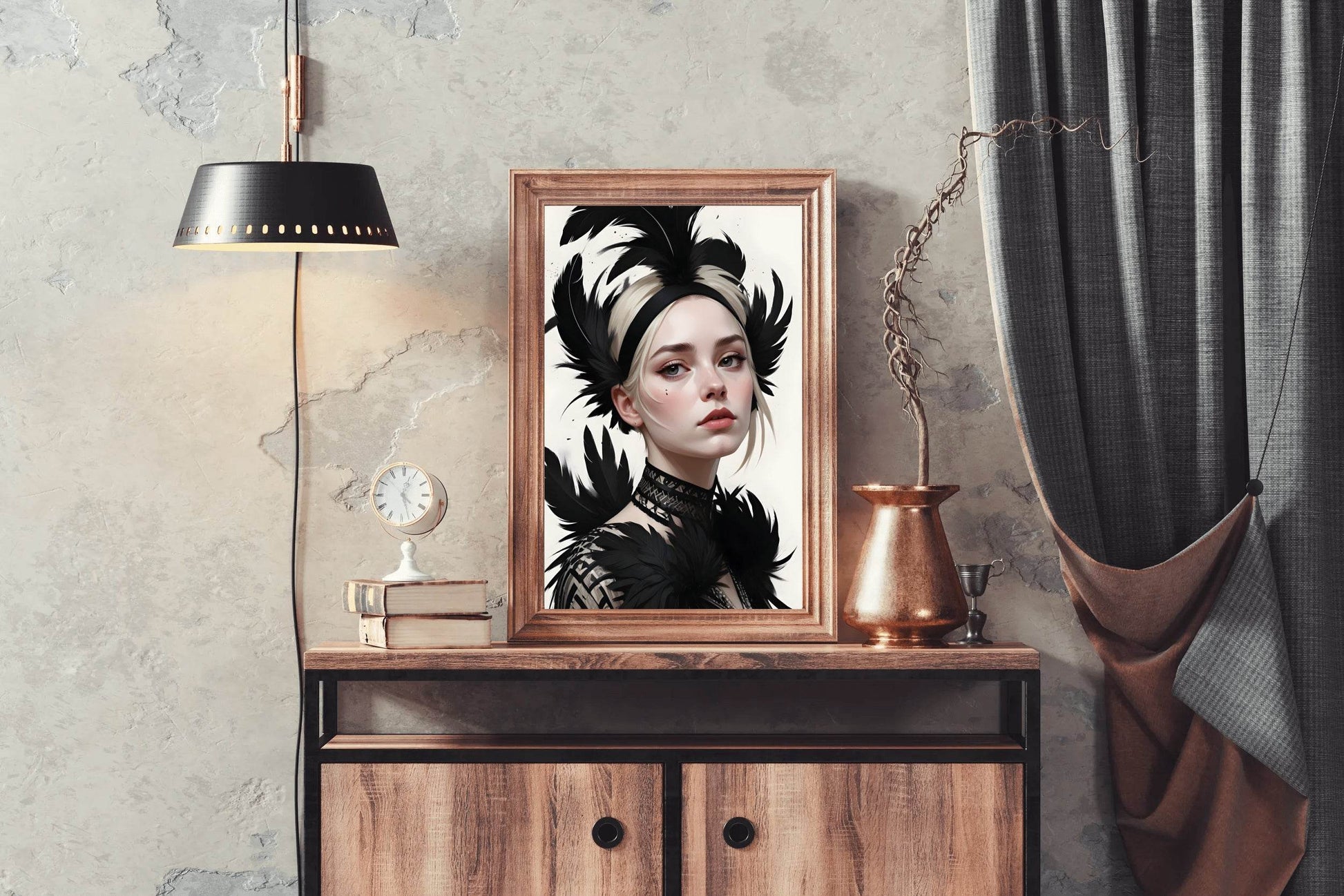 Lady with Blonde Hair feather Wall Art - beink online art store